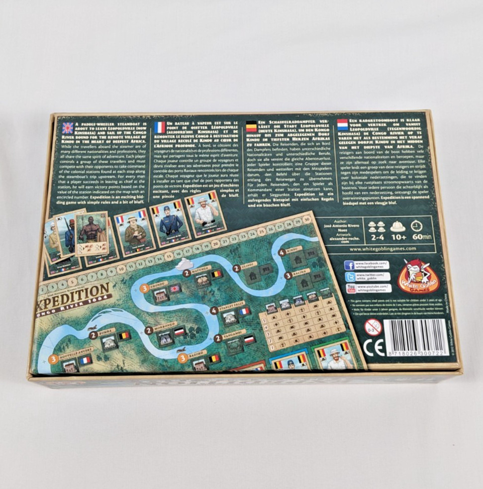 EXPEDITION CONGO RIVER 1884 Board Game Used COMPLETE White Goblin Games 2012 OOP