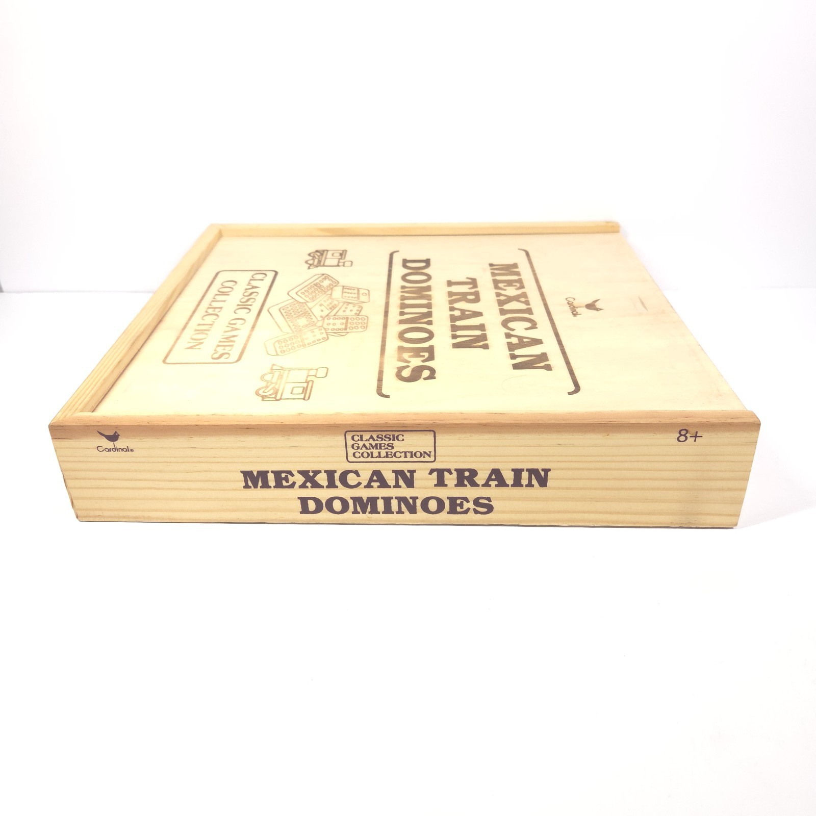 Cardinal Classic Collection Mexican Train Dominoes Wood Box Complete Game