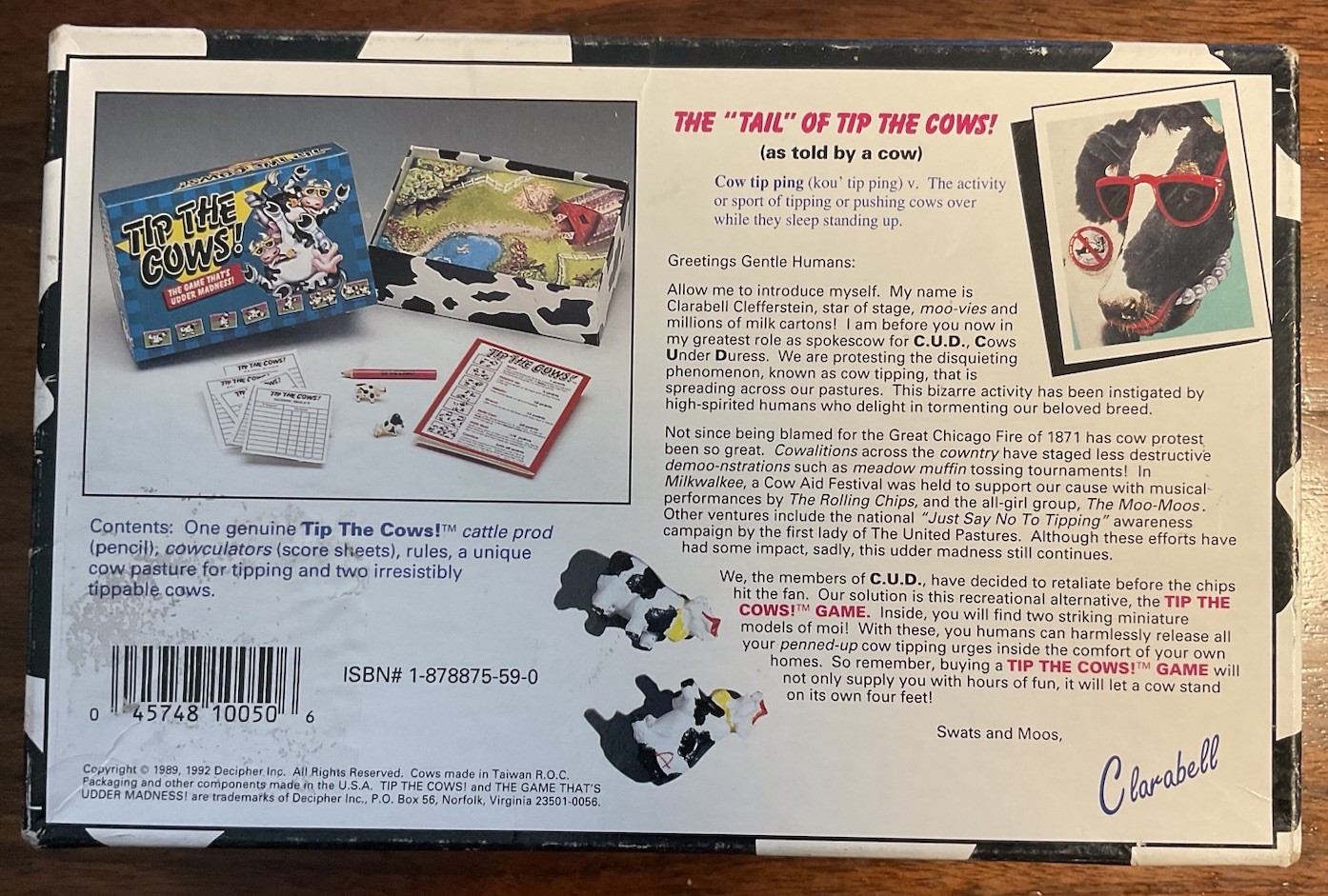 ⭐️Tip The Cows! The Game That’s Udder Madness 1992 Vintage Rare Cow Decipher Inc