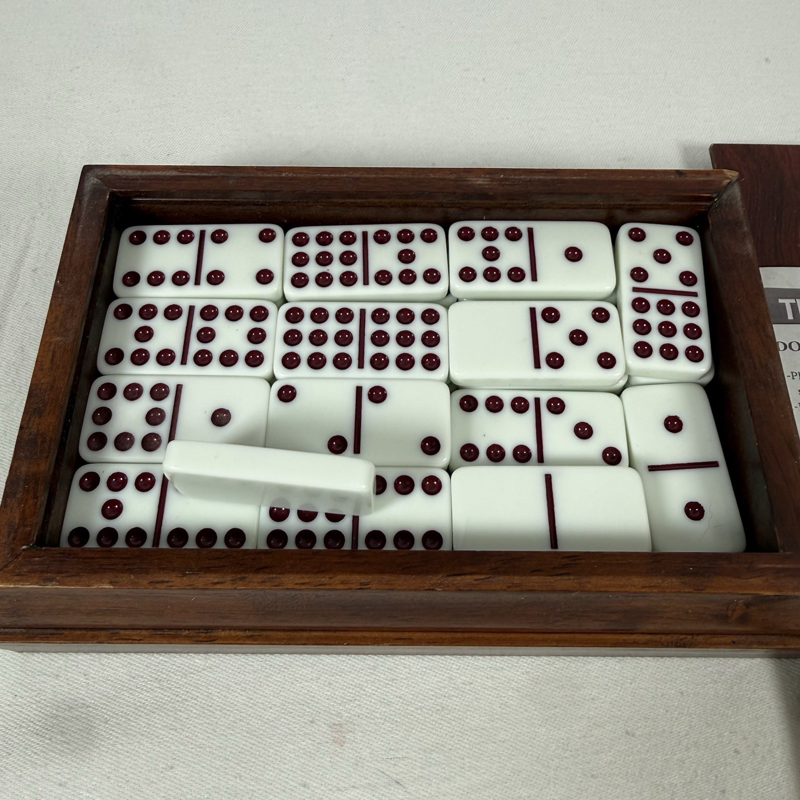 Vintage Double Nine Domino Set Classic Collection 55-Piece In Wooden Case