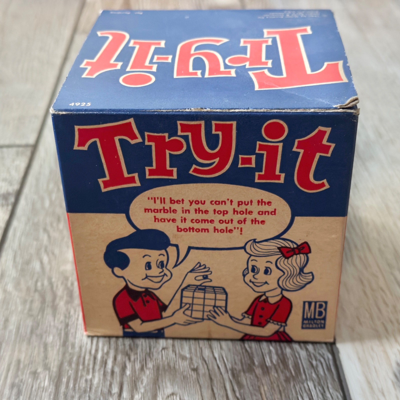 Vintage 1960 TRY IT Milton Bradley Toy Puzzle Cube Marble Game With Original Box