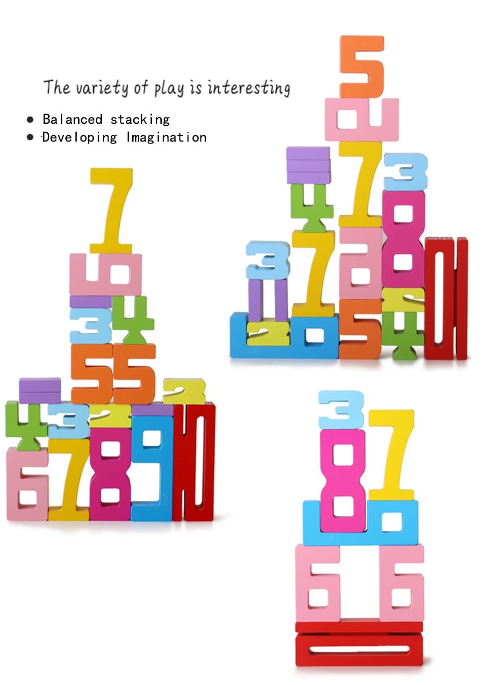 Wooden Stacking Building Blocks for 3+ Years Old Kids 1-10 Number Game Balanc…