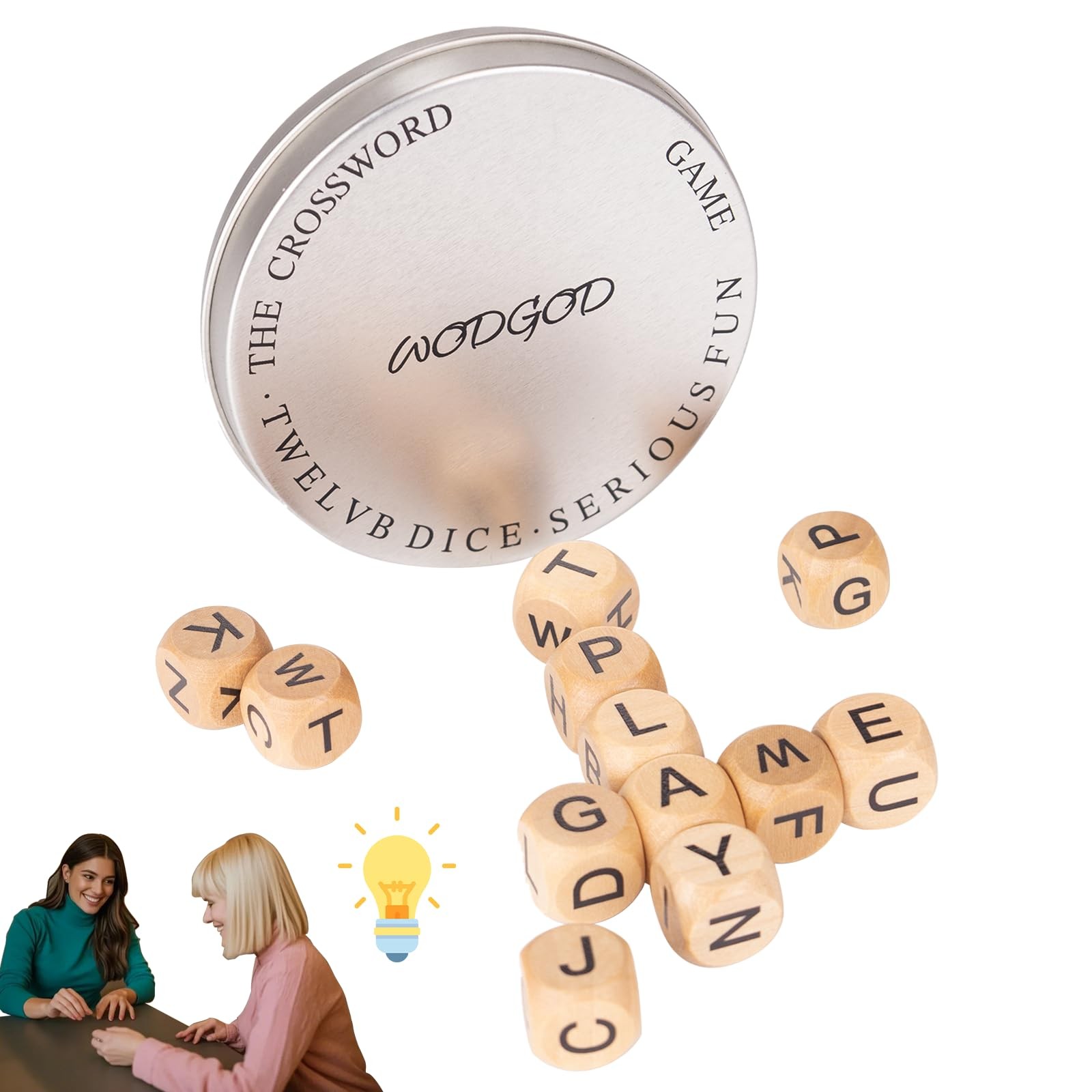 The Crossword Game,Classical Game with 12 Dice Letters, Wooden Letter Tiles D…