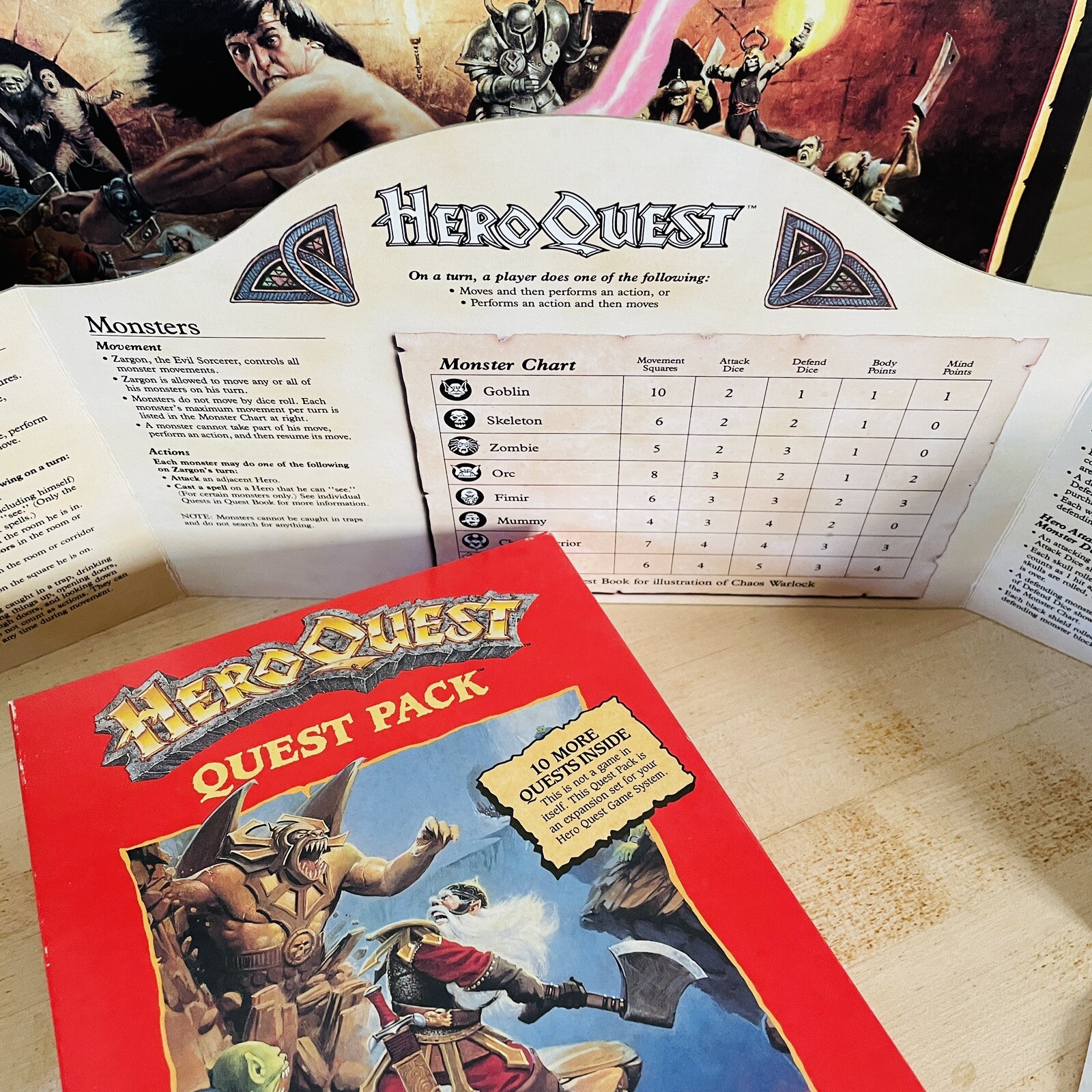 1990 Hero Quest & Kellar’s Keep Quest Pack • Milton-Bradley • Fantasy Board Game