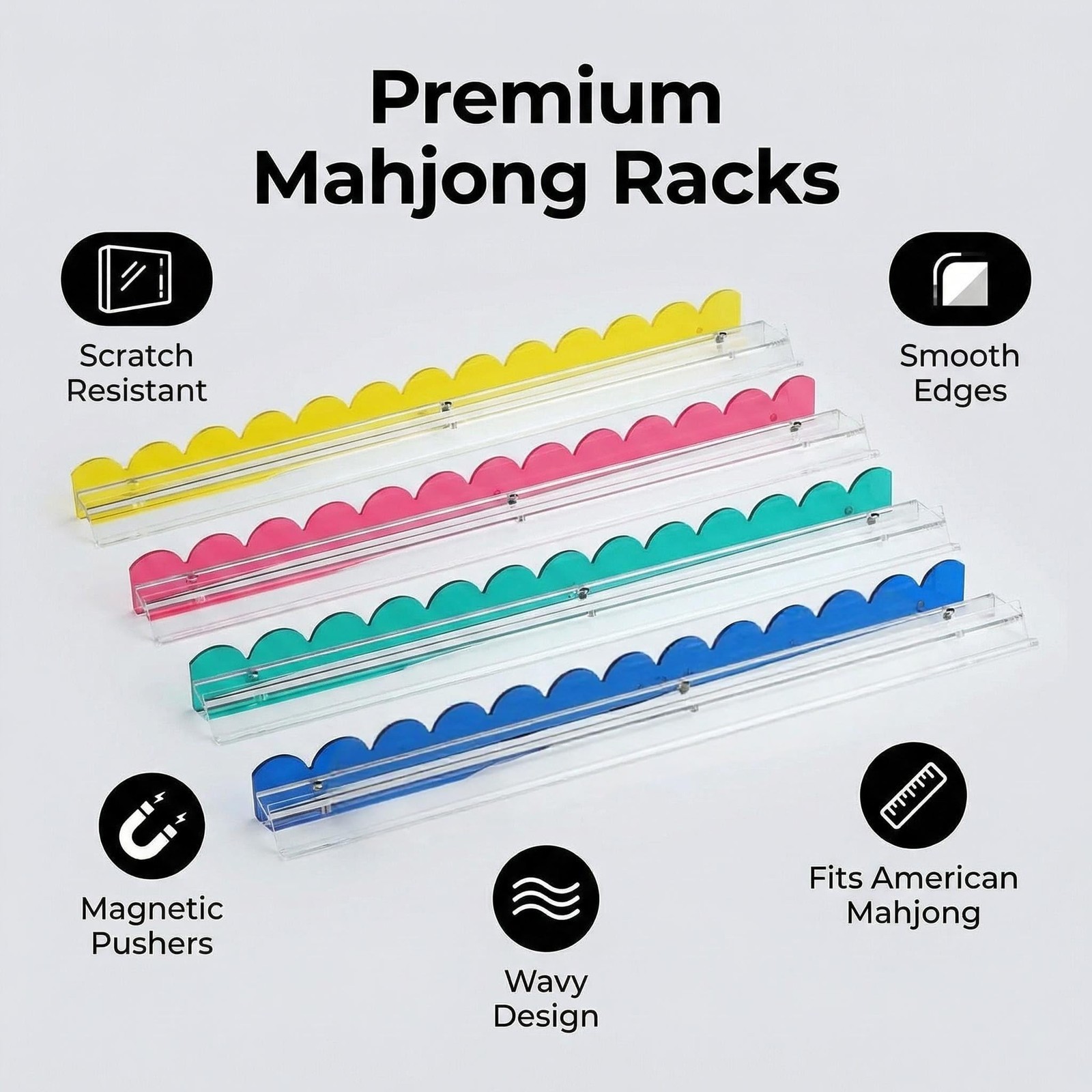 Faaexu American Mahjong Pusher and Racks Acrylic Mahjong Racks with Magnetic …