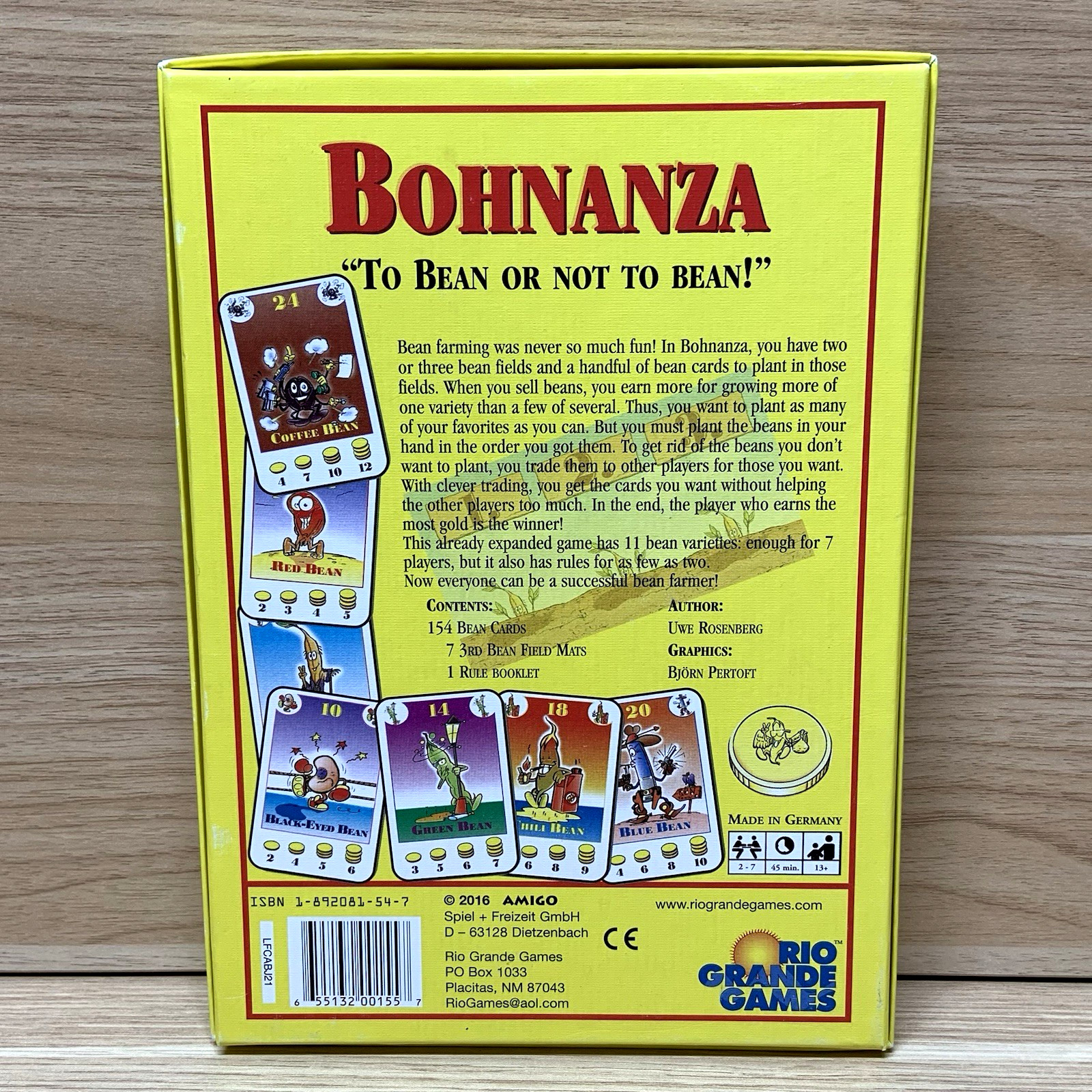 Bohnanza Board Game Rio Grande Games 2016 Uwe Rosenberg Card Game Complete