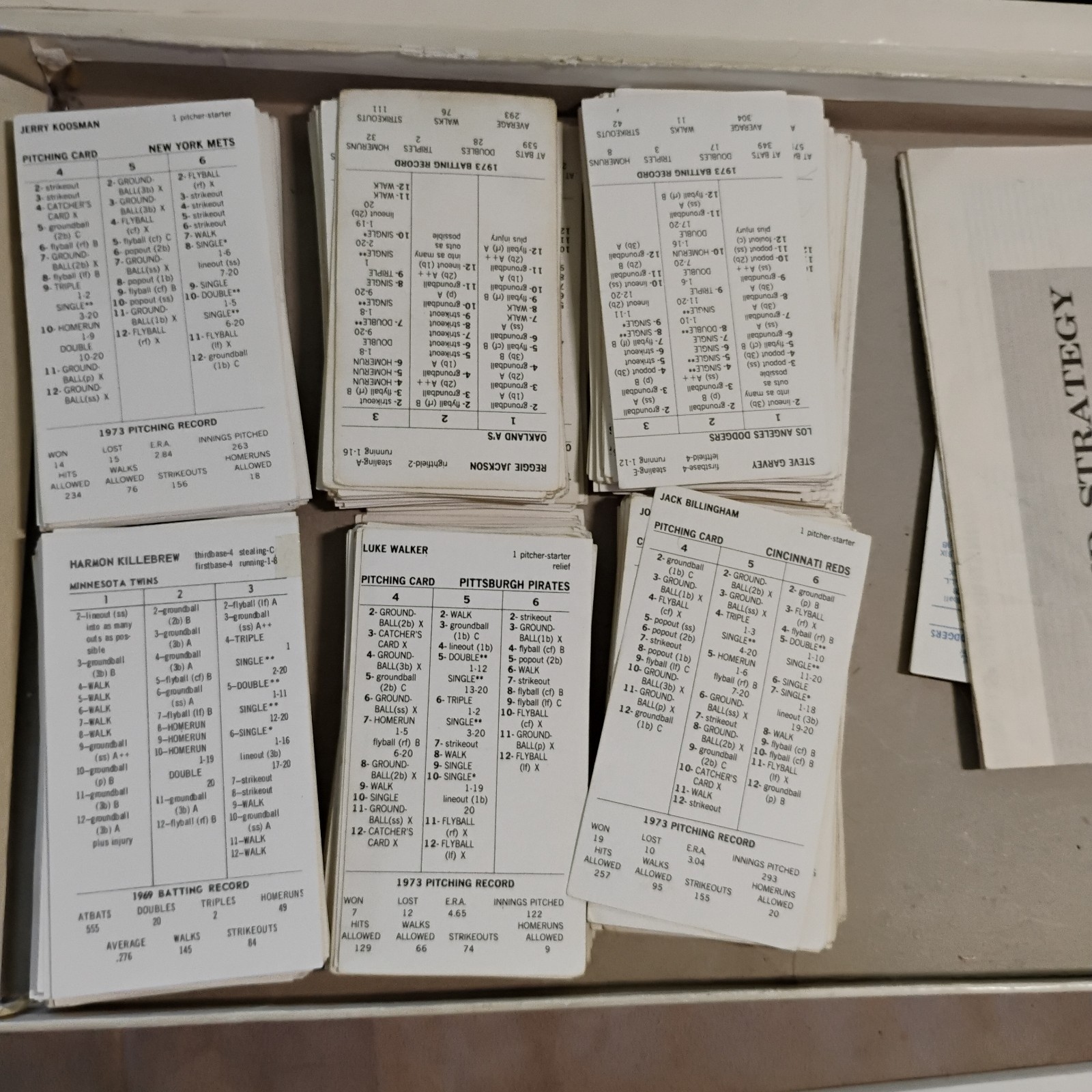 1962 Strat-o-matic Baseball 14 Teams, 448 Cards Dated 1950-1974 Looks Complete