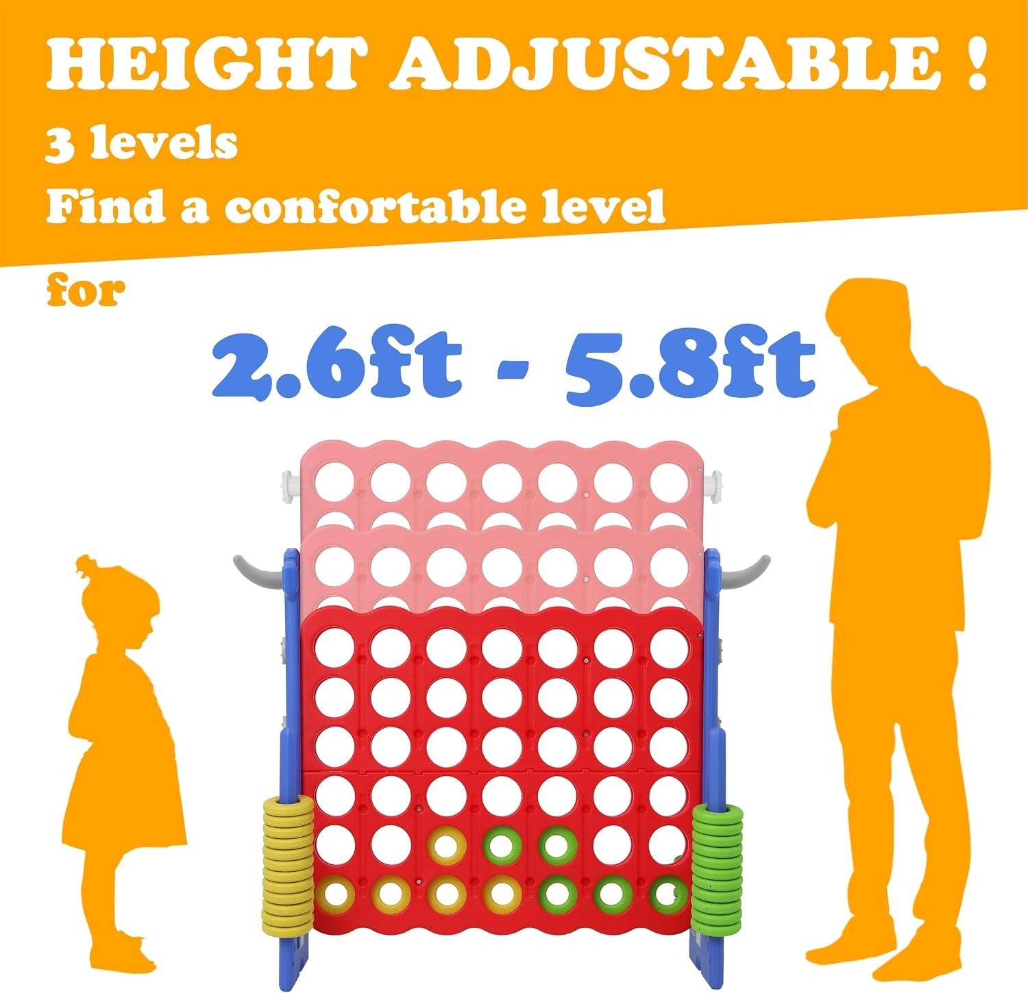 Durable 2-in-1 Giant 4 Connect Game and Ring Toss – Indoor & Outdoor Fun