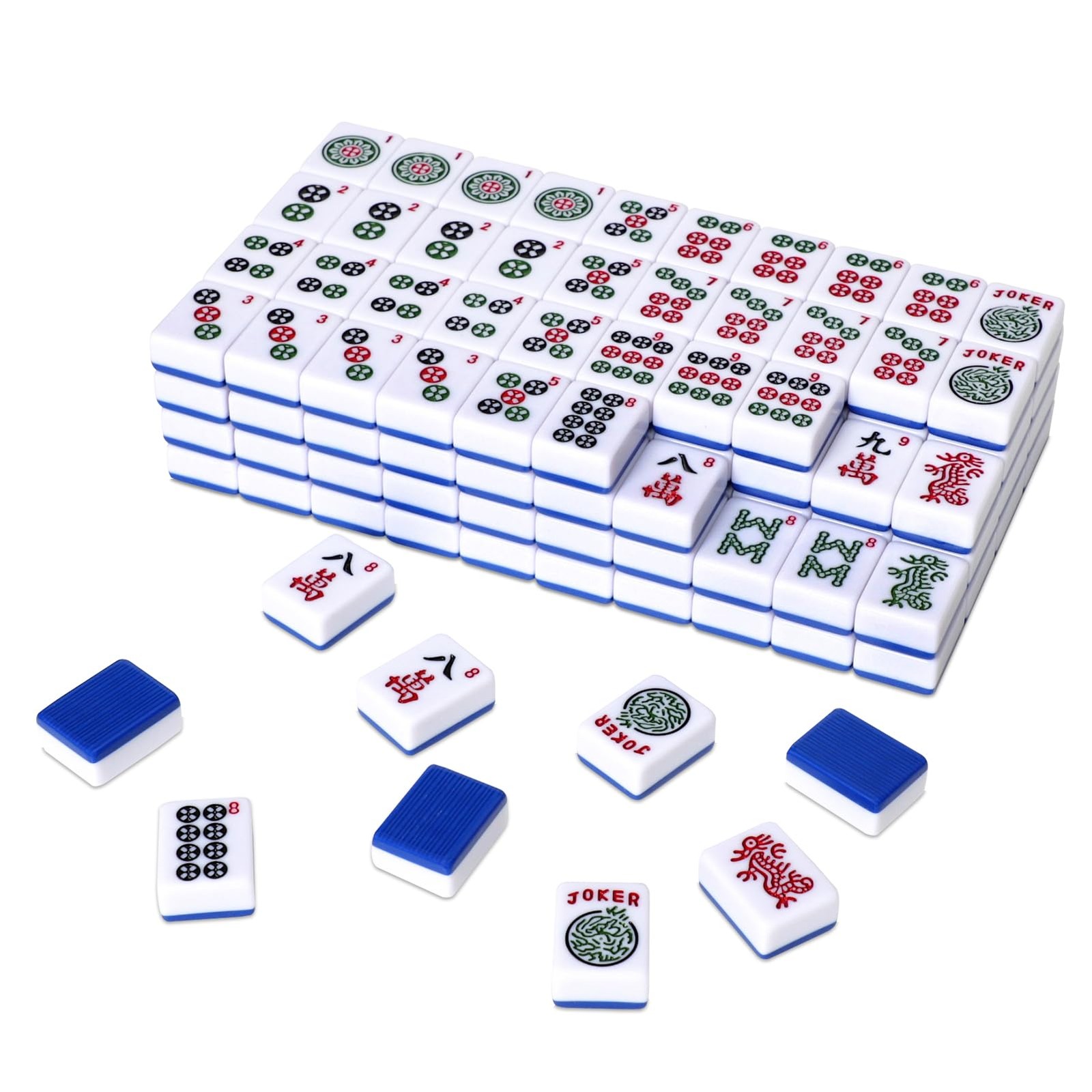 Mahjong Tile Set with 166 Navy Blue Back Tiles American, 1.2″, Tiles Only