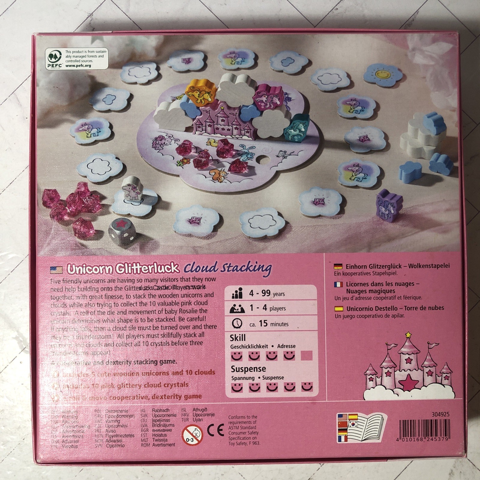 HABA Unicorn Glitterluck Cloud Stacking Game COMPLETE 304925