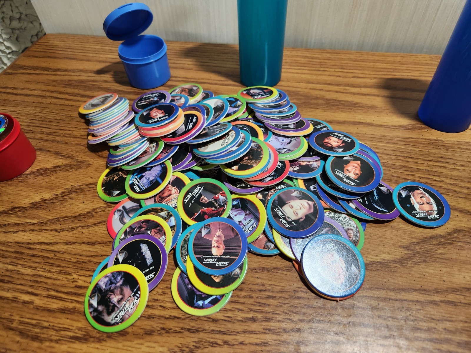 HTF Vintage Lot of 150+ Star Trek Milk Caps POGs 4 Slammers & 4 Containers Game