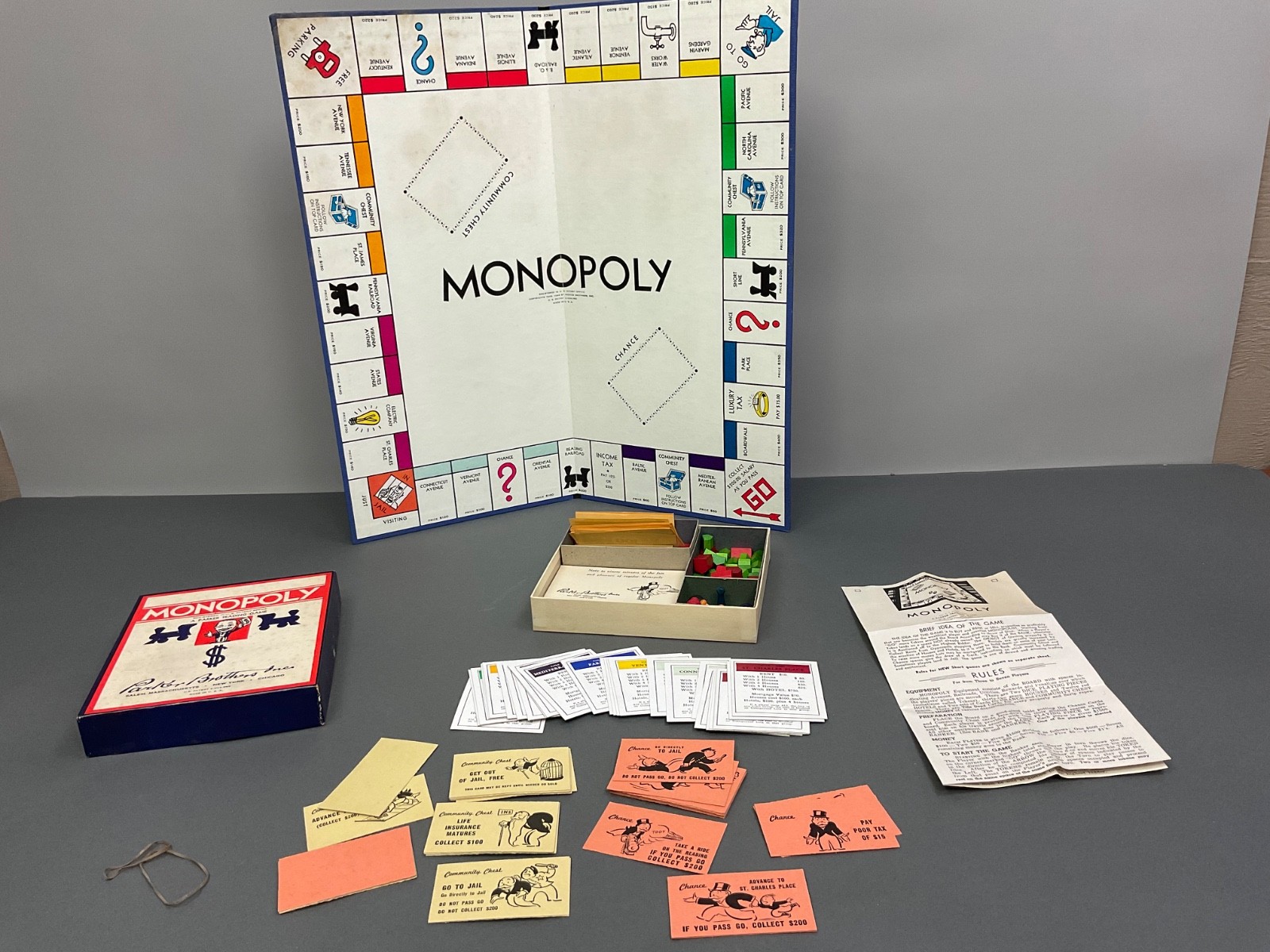 1935 Original Parker Brothers Monopoly Game 1st Edition? w/ wood pieces Complete