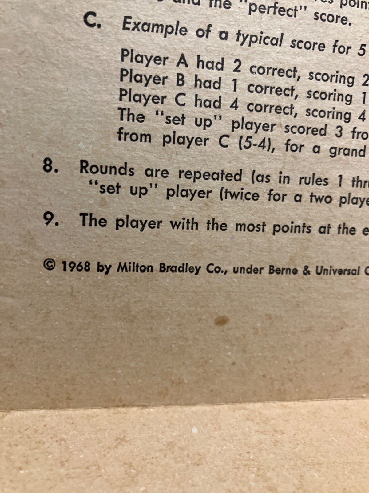Vintage 1968 Milton Bradley Recall Game Of Observation Vintage 1968