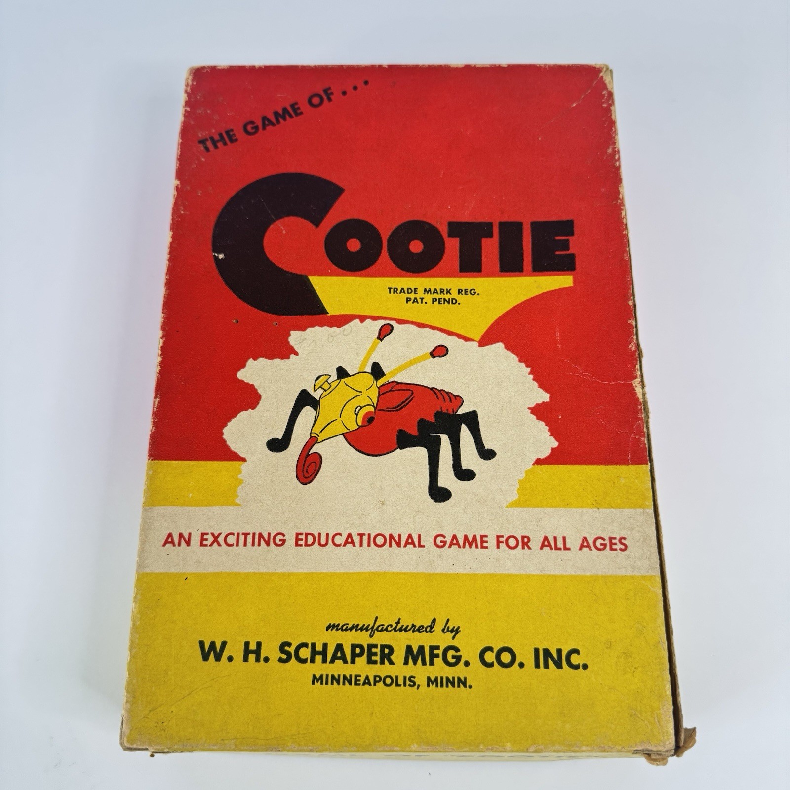 Vintage Bug Game: “Cootie” 1949 Original Box W.H. Schaper MFG. Complete.