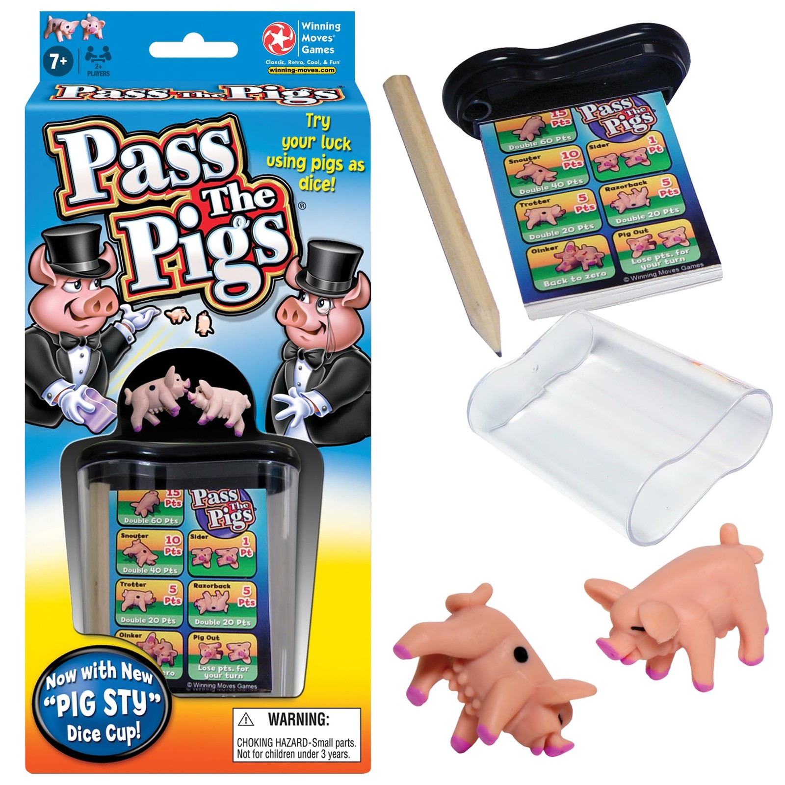 Pass the Pigs, Hilarious Pig Dice Game by Winning Moves One Size, Multicolor