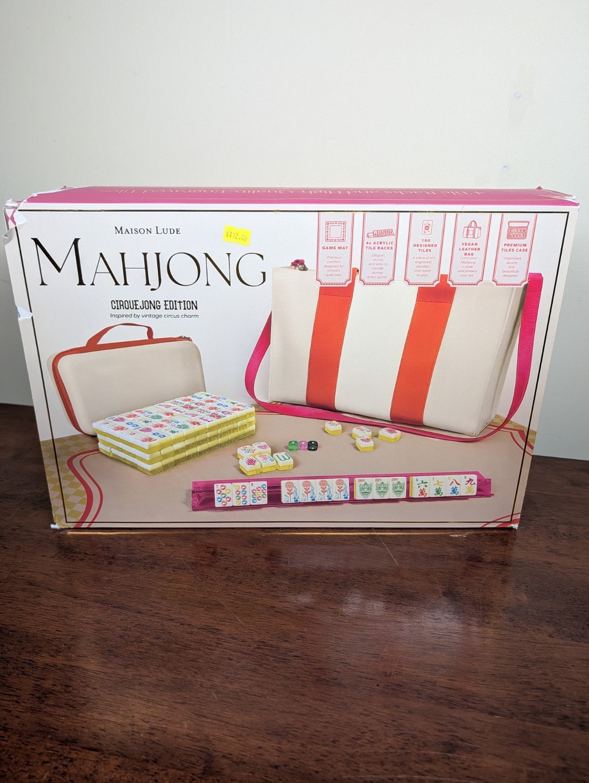 Maison Lude Cirquejong Mahjong Set 160 Tiles Racks Mat Carrying Case New