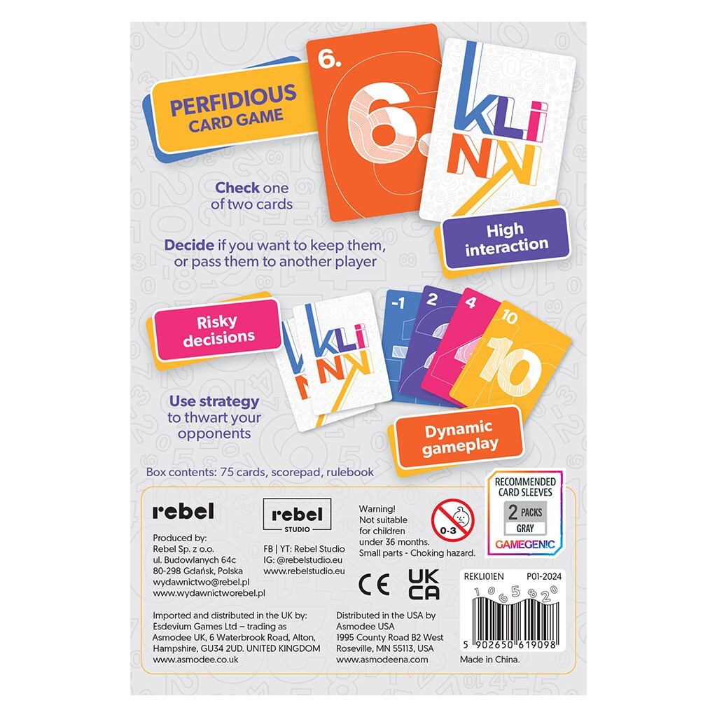 Klink Card Game Rebel Games BEZ XYLO Card Shedding Press Your Luck Family Fast