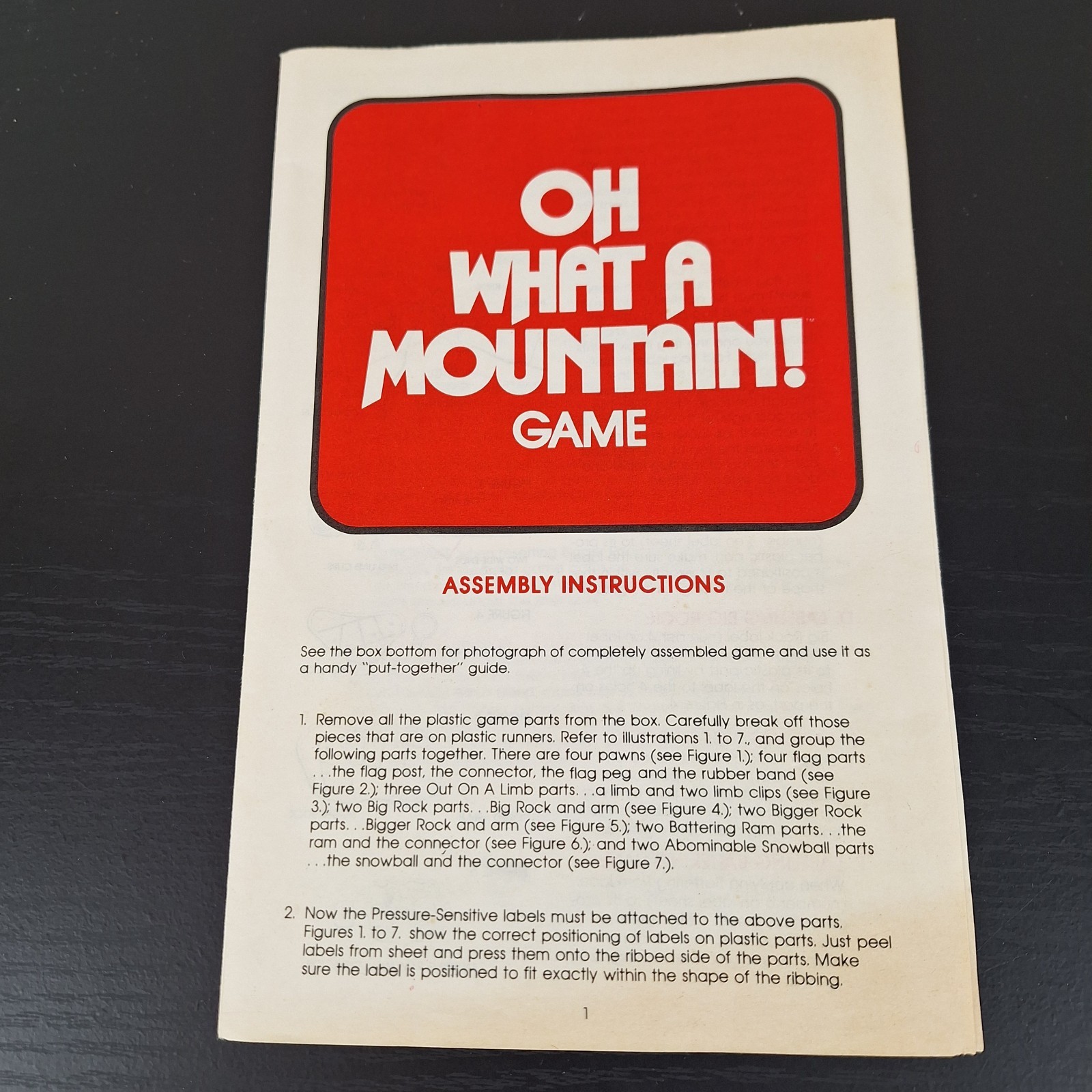 Milton Bradley Oh What a Mountain 3D Board Game Adventure VTG 100% COMPLETE-READ