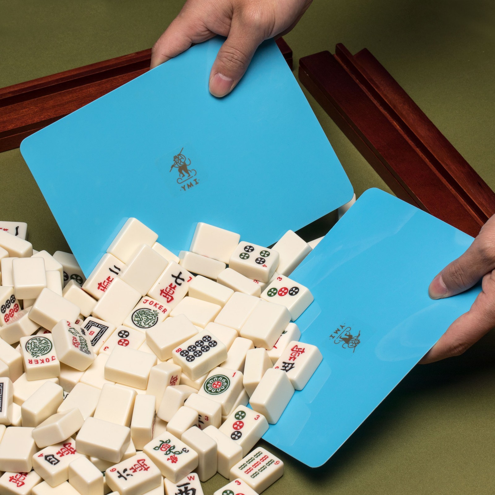 Yellow Mountain Imports Mahjong Tile Mixer (Shuffler) – Blue – Set of 2