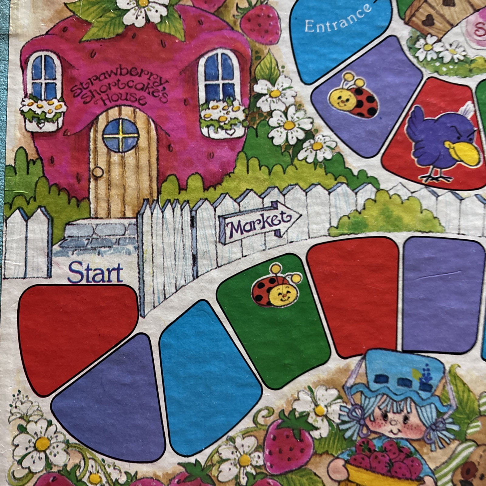 🍓 1979 Strawberry Shortcake “Berries to Market” Game Board Only Vintage Kenner