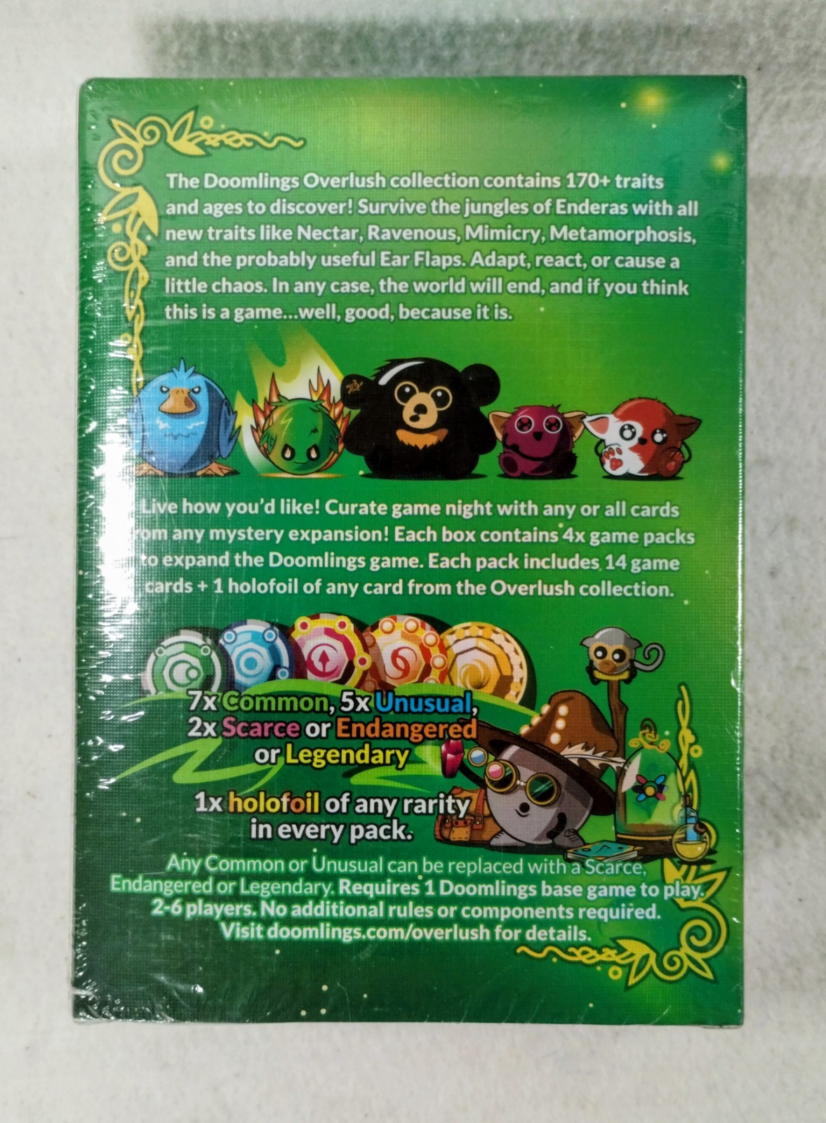 Doomlings Overlush Mystery Expansion Card Game 4X Booster Packs 60 Total Cards