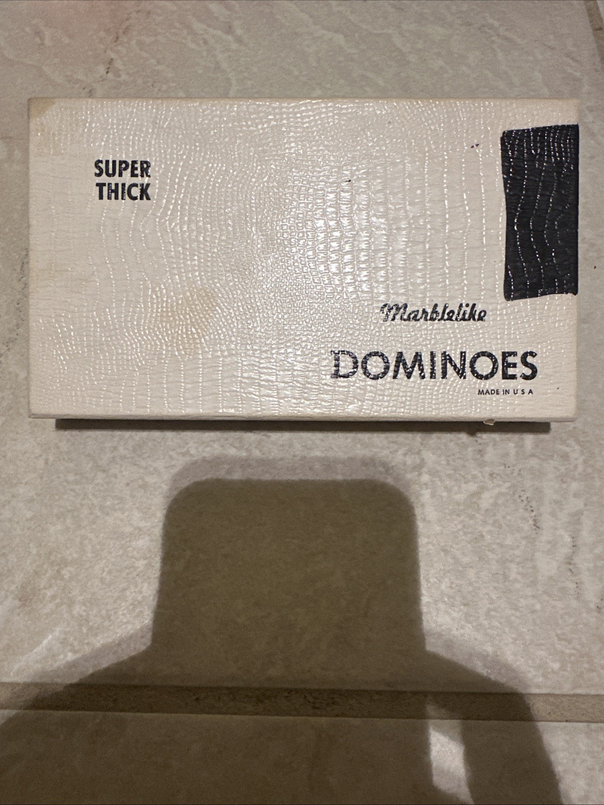 Vtg Dominoes Puremco Marblelike No. 816 Black Super Thick Gaming Waco Texas