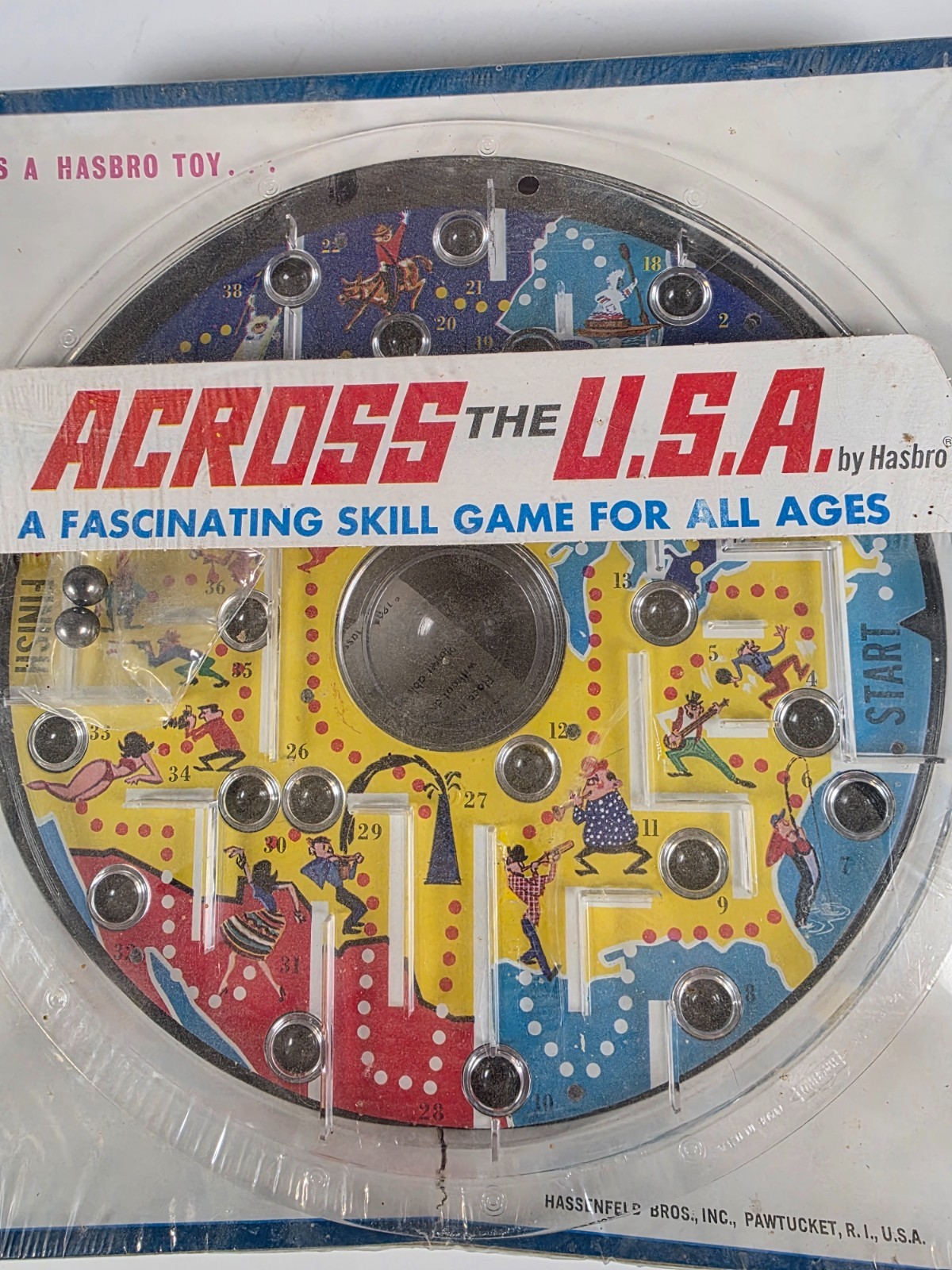Vintage Hasbro Marble Maze Skill Game 1960’s Across the USA 11″ Sealed NOS