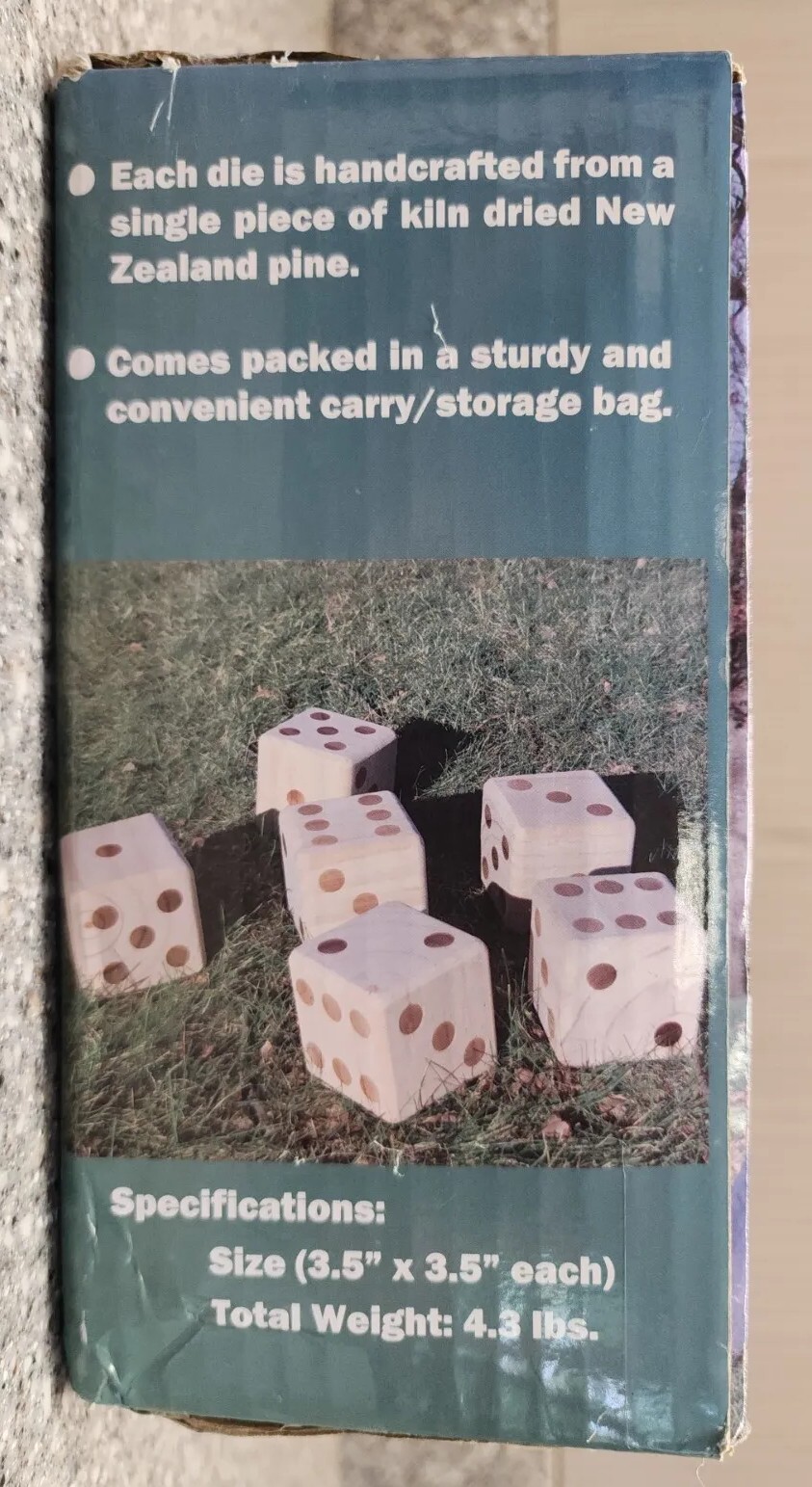 Jumbo Wooden Dice Peter Pan Project New Zealand Pine + Carry Bag PPJDI-01 2016