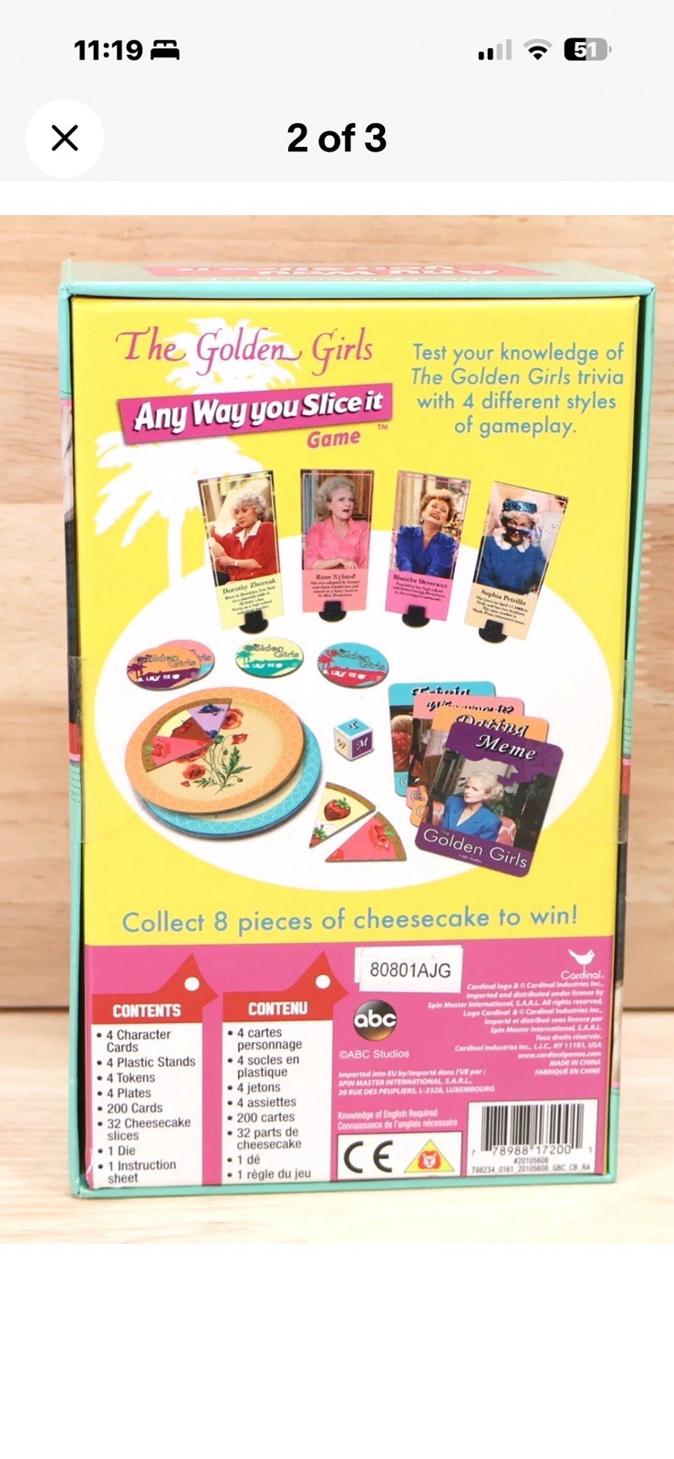 The Golden Girls Any Way You Slice It Trivia Card Game Cardinal Games New