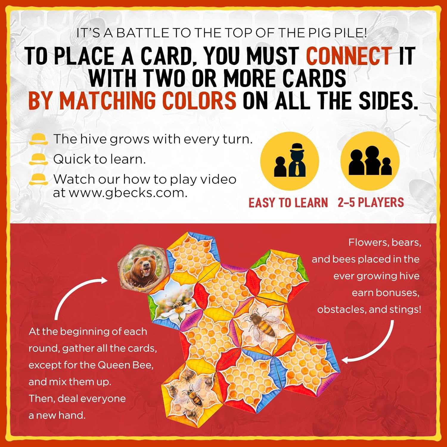 Grandpa Beck’s Games The Bears and The Bees | Strategic Tile Laying Card Game fo