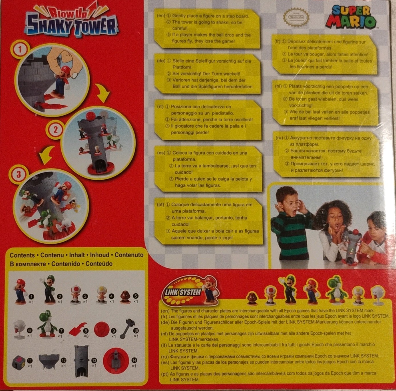 Epoch Games Blow Up! Shaky Tower Super Mario Link System 2 Players Age 4+