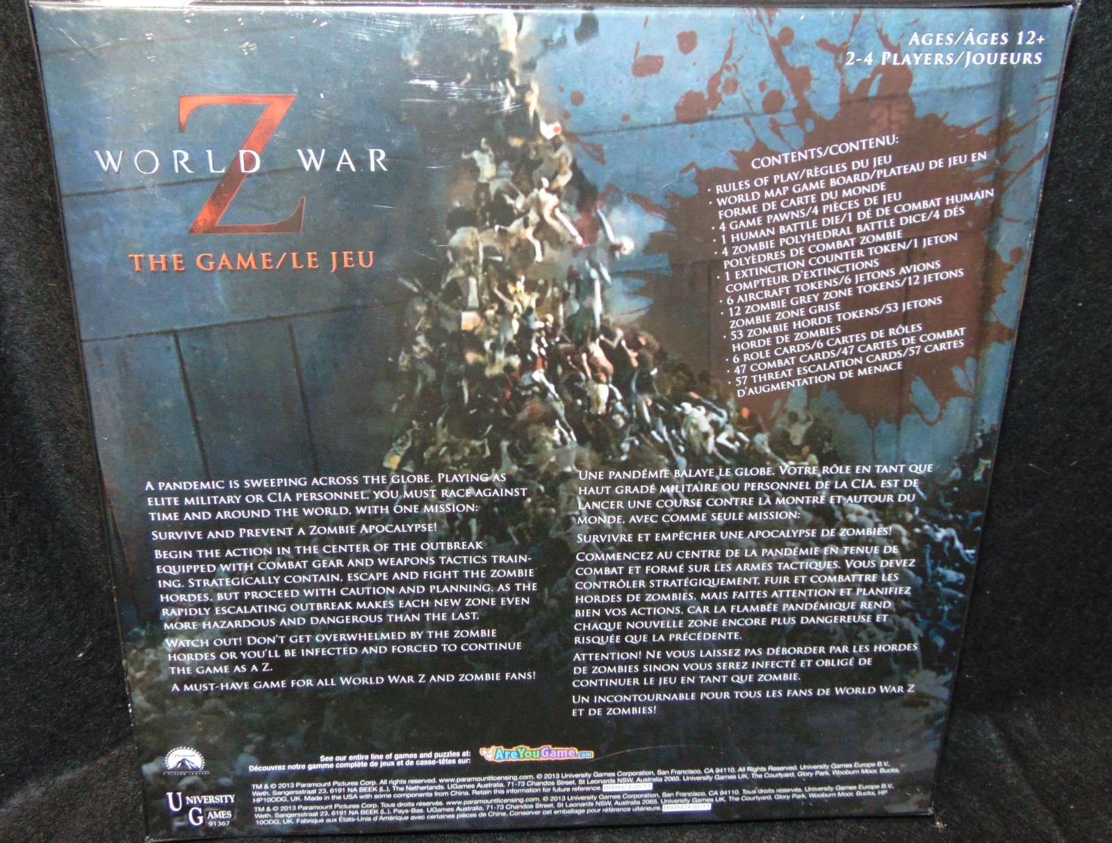 World War Z – 2013 Board Game University Games Zombies 2-4 Players Ages 12+ New