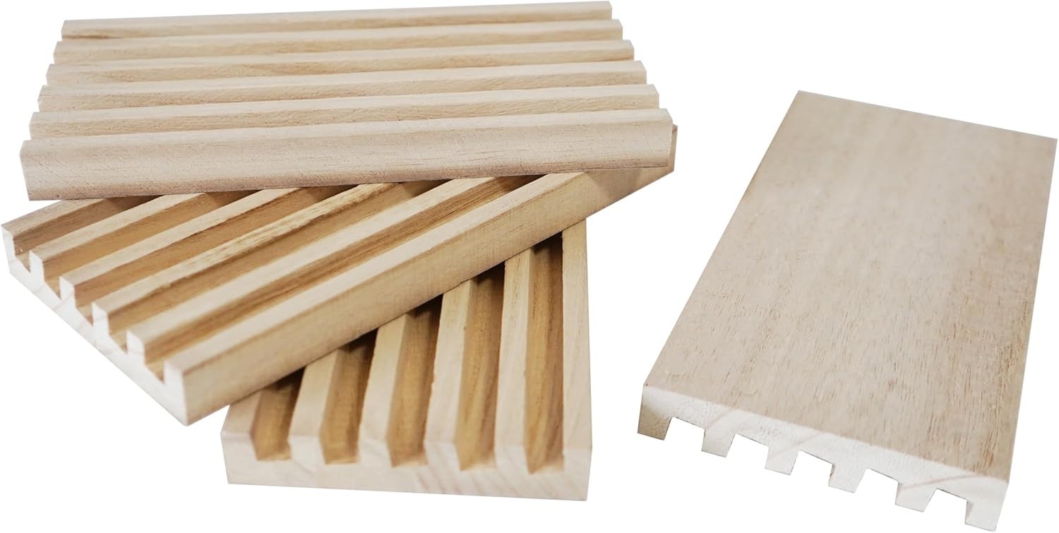 DNB Wooden Domino Racks Trays – Set of 4 Holders 5 Slots per 4