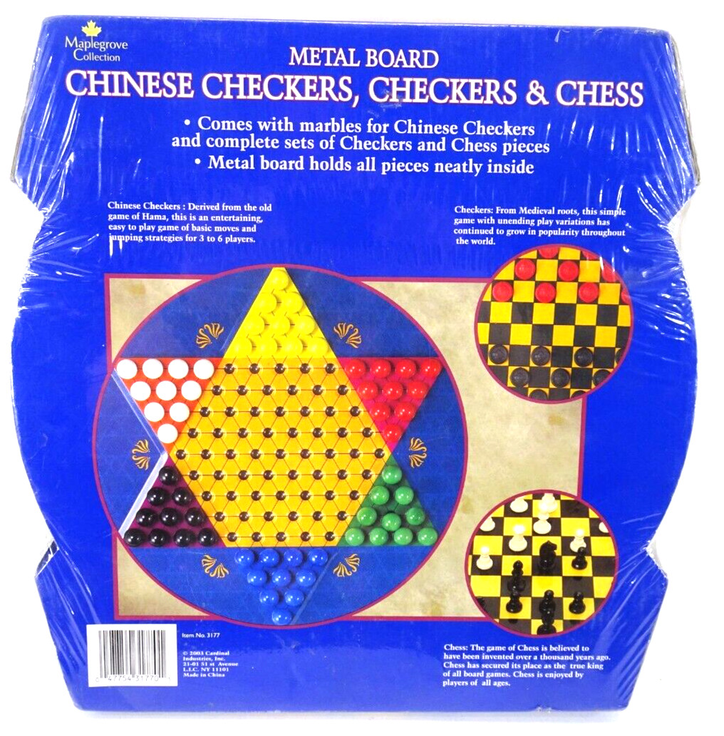 VTG Cardinal Chinese Checkers REGULAR CHECKERS & CHESS Metal 2003 FACTORY SEALED