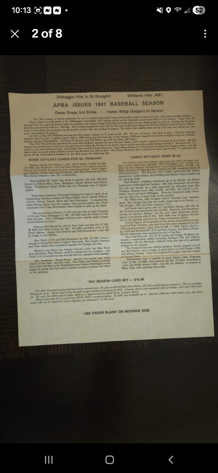 Vintage APBA World Series Baseball Game Complete 12 Teams + 1941 Flyer Ephemera