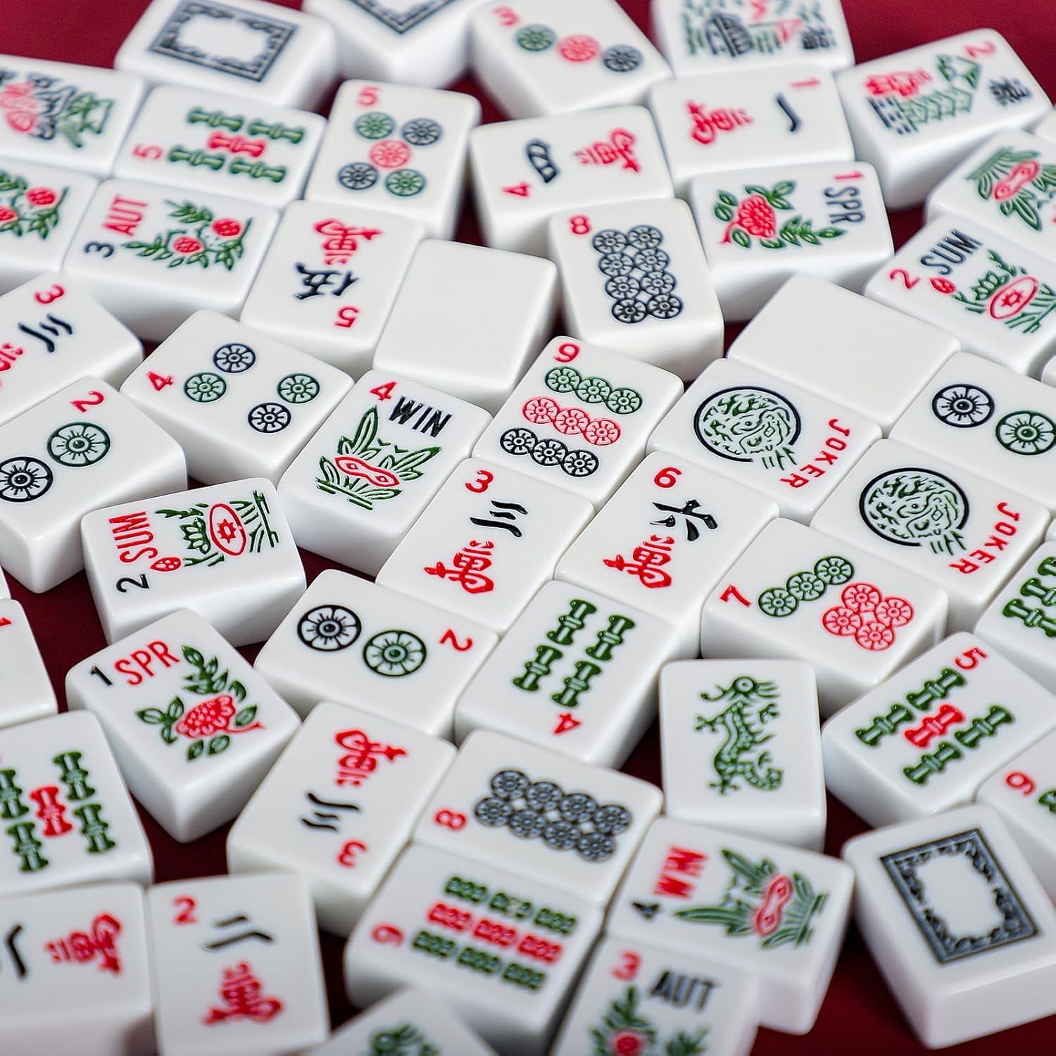 Mahjong Set with Blue Carrying Bag, 166 White Tiles, 4 All-in-One Ra…