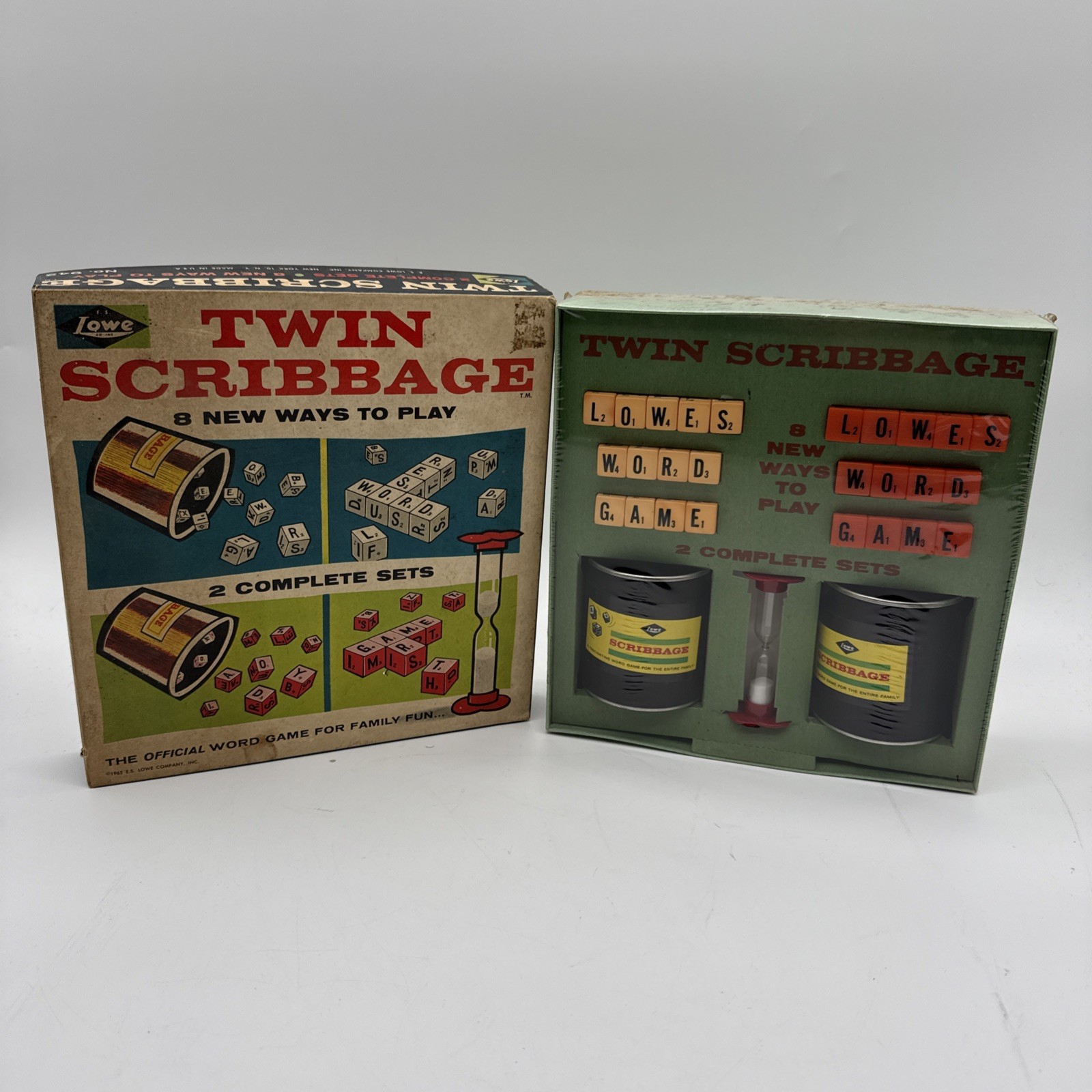 Vintage 1965 Twin Scribbage Board Game by Lowe Co. Complete Word Play NIB