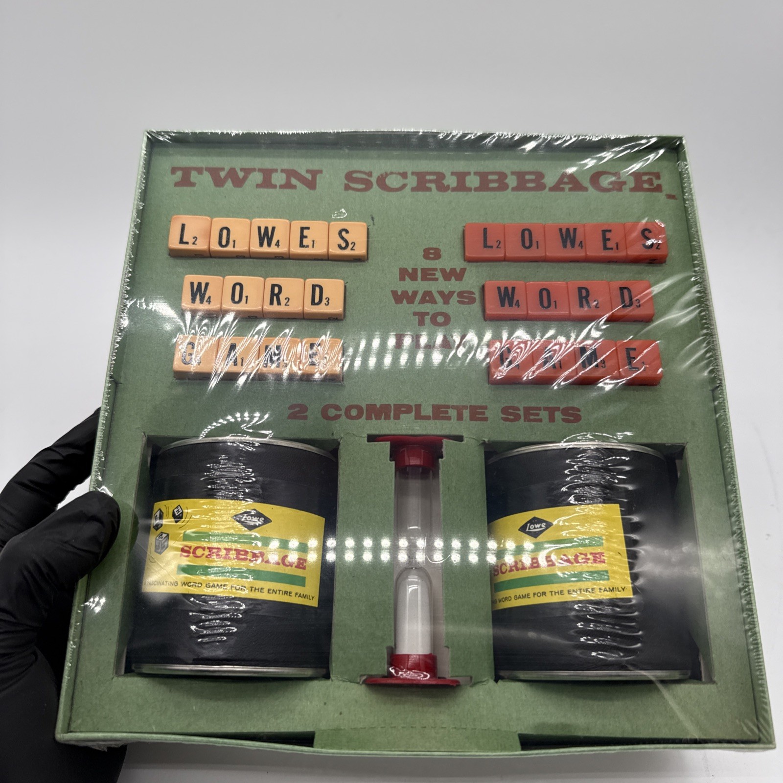 Vintage 1965 Twin Scribbage Board Game by Lowe Co. Complete Word Play NIB