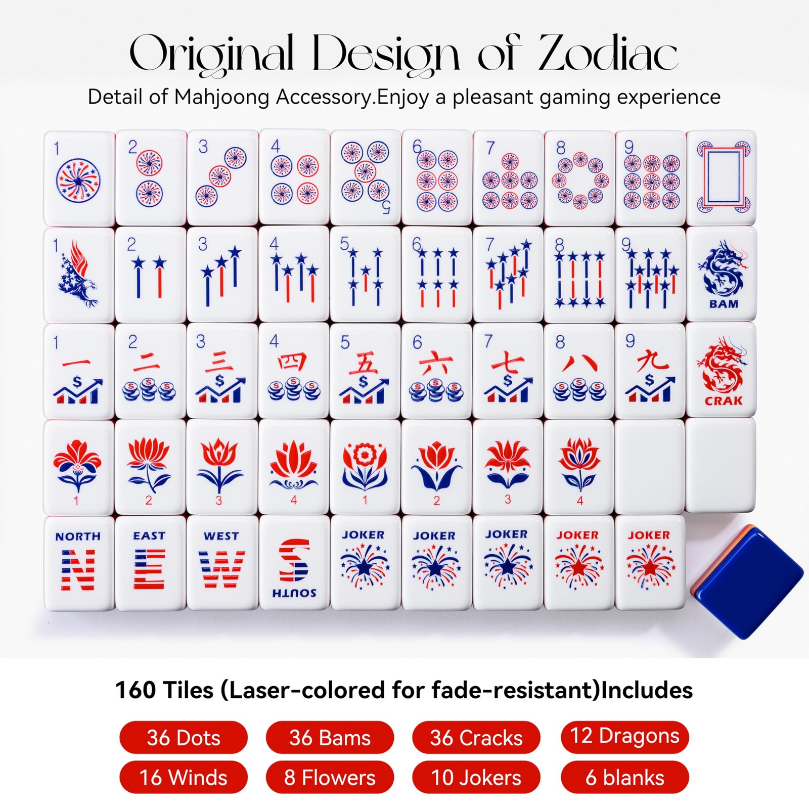 Topmahjing American Mahjong Tile Set – 160 4-Layer Acrylic Tiles, 4 All-in-On…