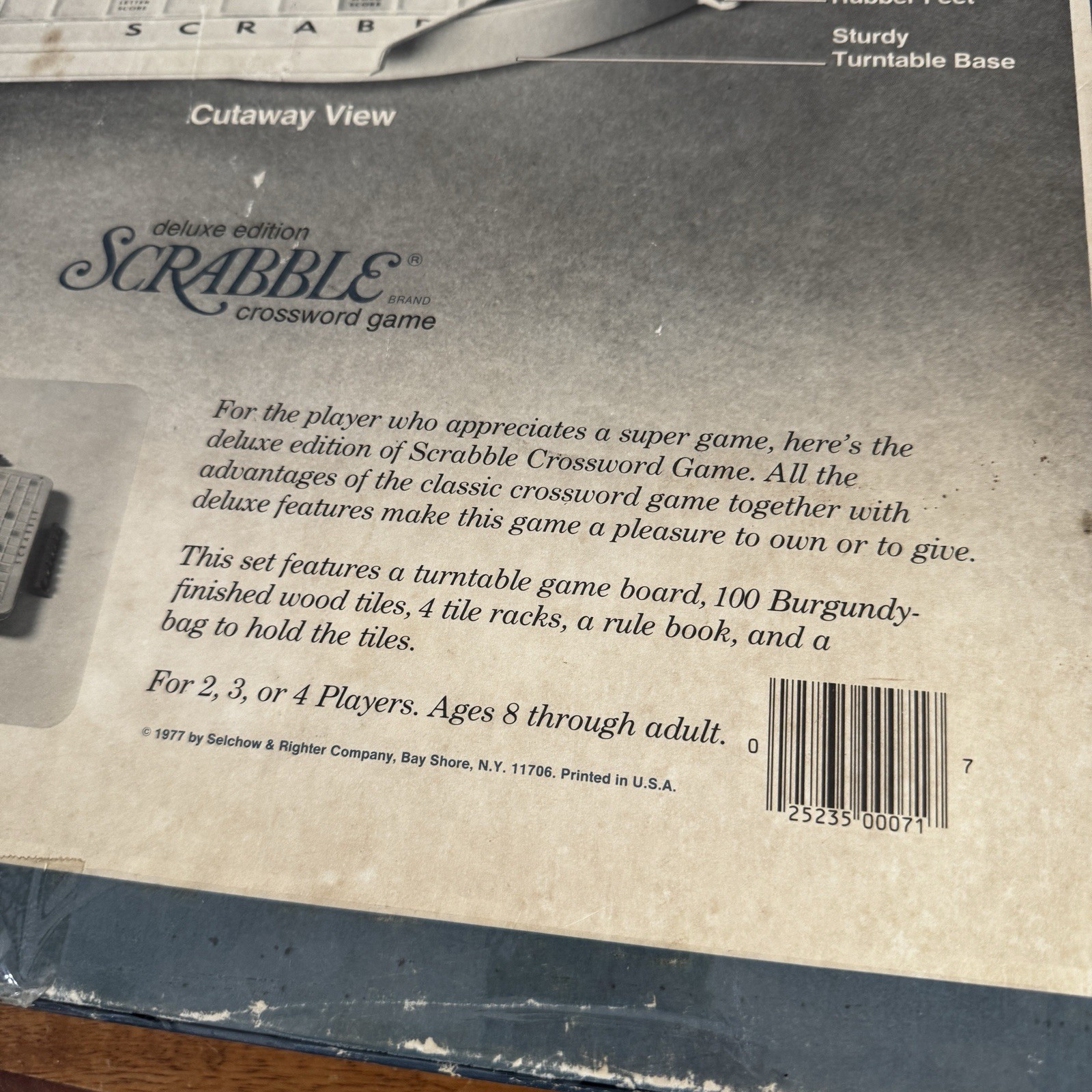 Scrabble Crossword Game – Deluxe Edition – Selchow & Righter – 1977 – Complete