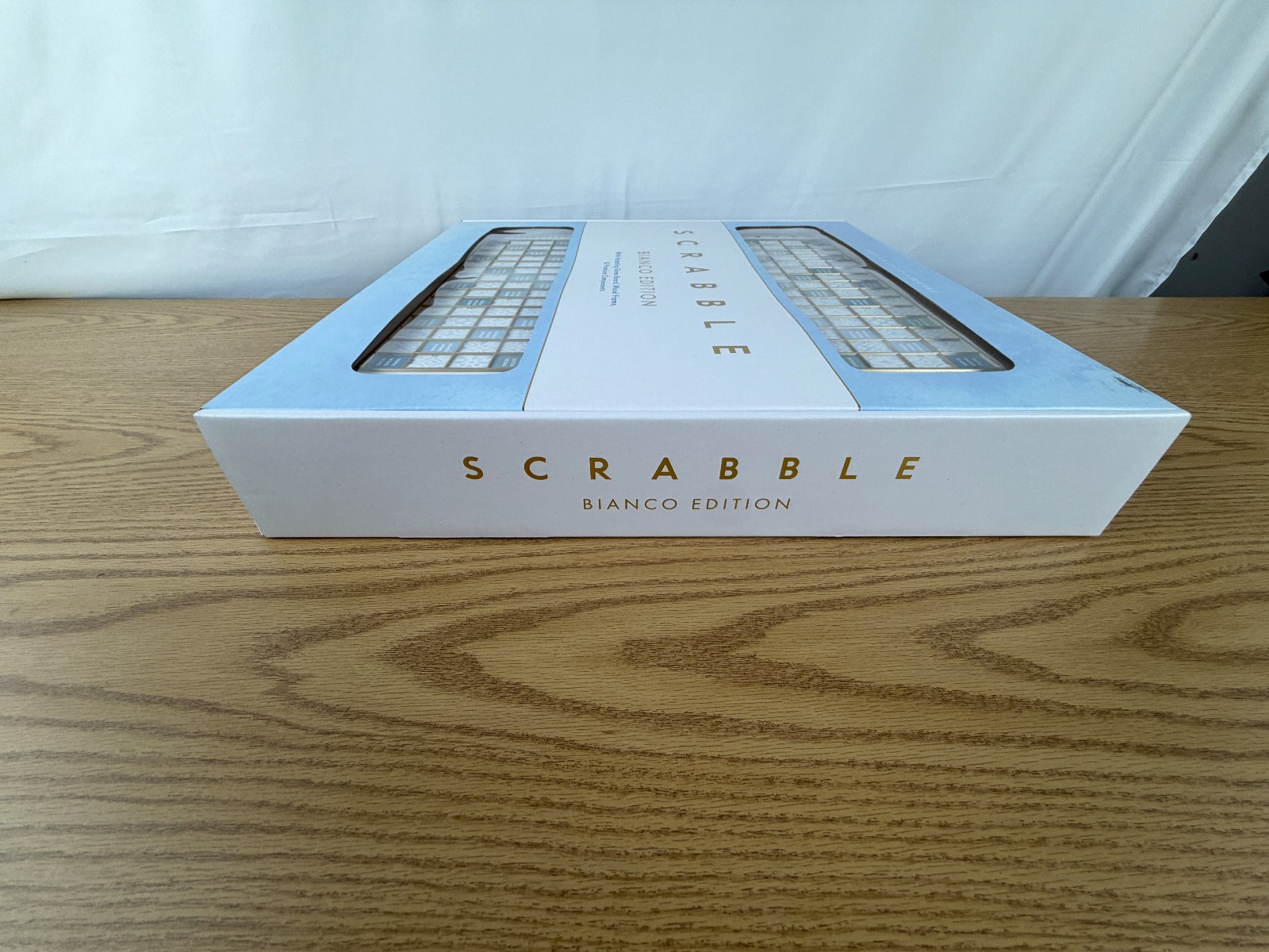 Scrabble Bianco Edition WS Game Rotating Wooden Game Board OPEN BOX
