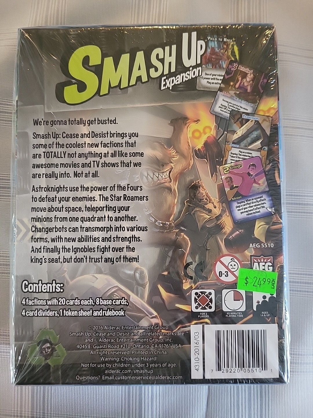 Smash Up: Cease and Desist Expansion Alderac Entertainment Group Front Faded
