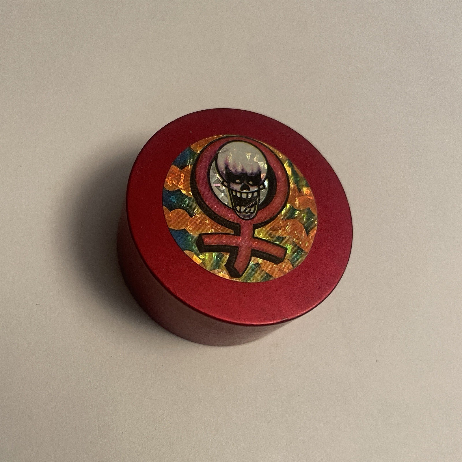 Vintage Pogs Metal Slammer 1990s – RED FEMALE SKULL – VERY THICK 0.75” 2.4 Oz