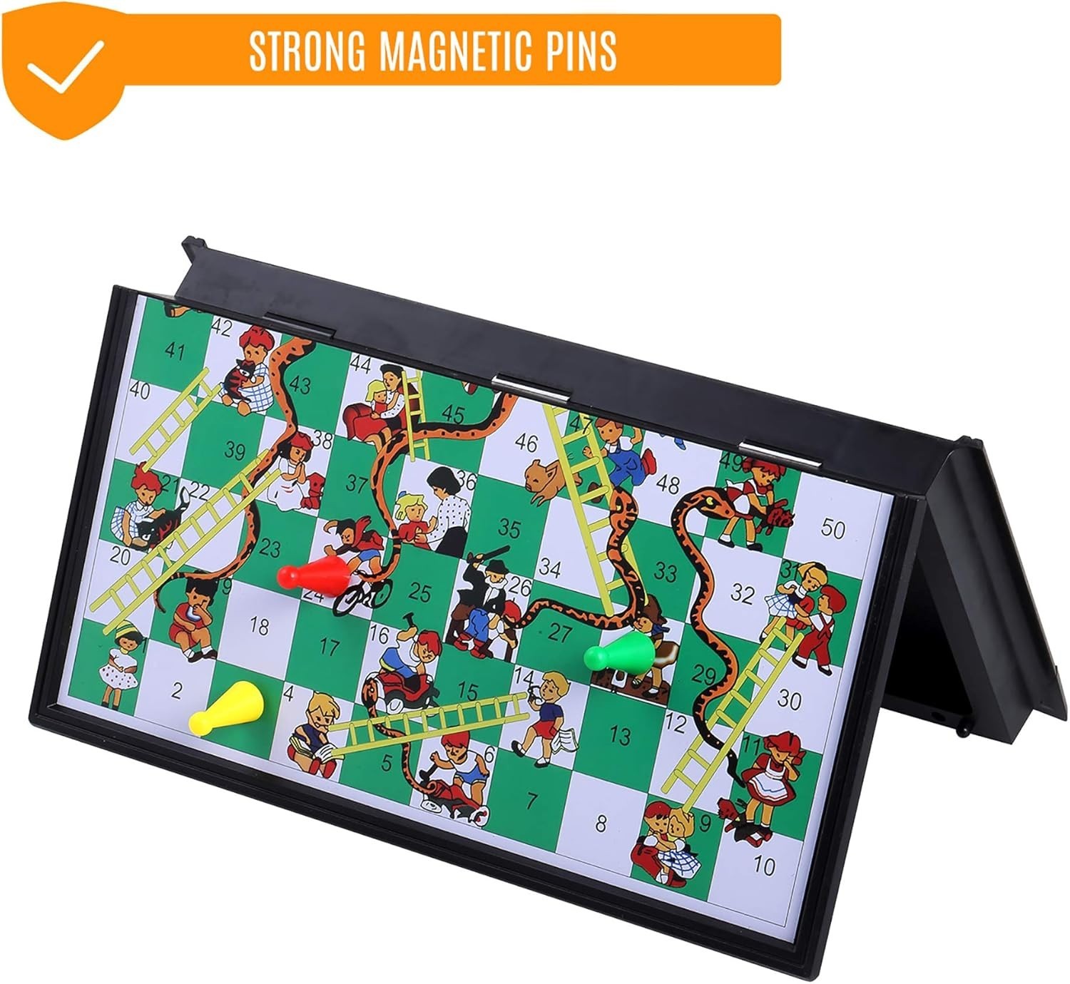 Folding Snakes & Ladders – Portable Magnetic Board Game for Kids 2-4 Players