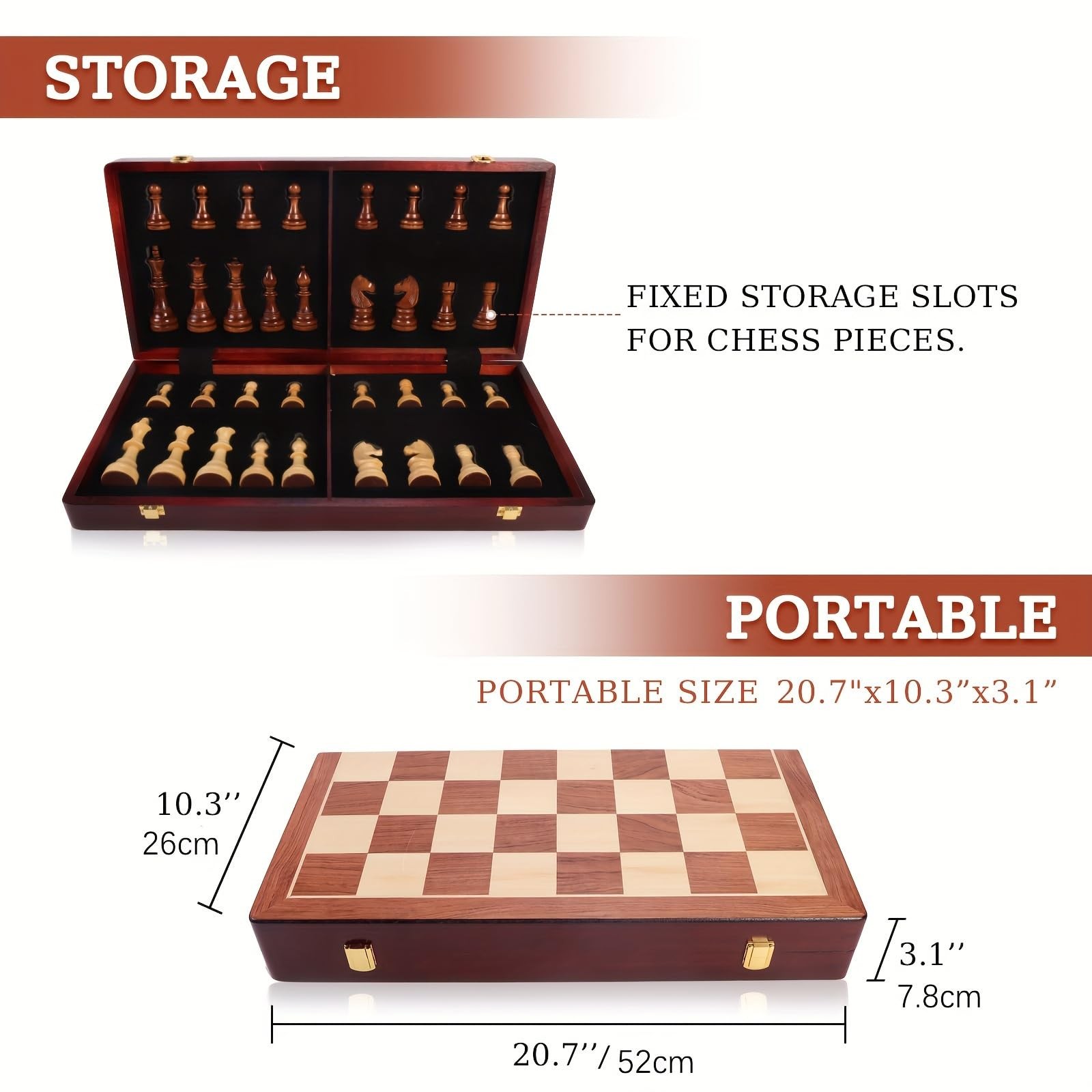 20″ Extra Large Solid Walnut Wooden Chess Set for Adults – 4.25” King Staunt…