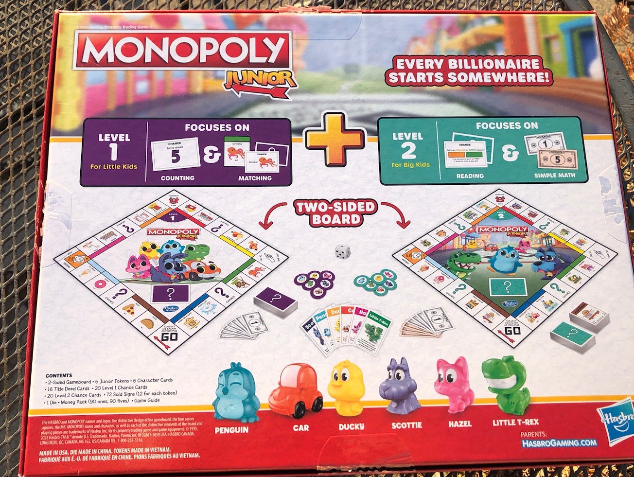 Monopoly, Junior NEW! Age 4 up 2 Games in 1 little kids to Adult, Hasbro Games