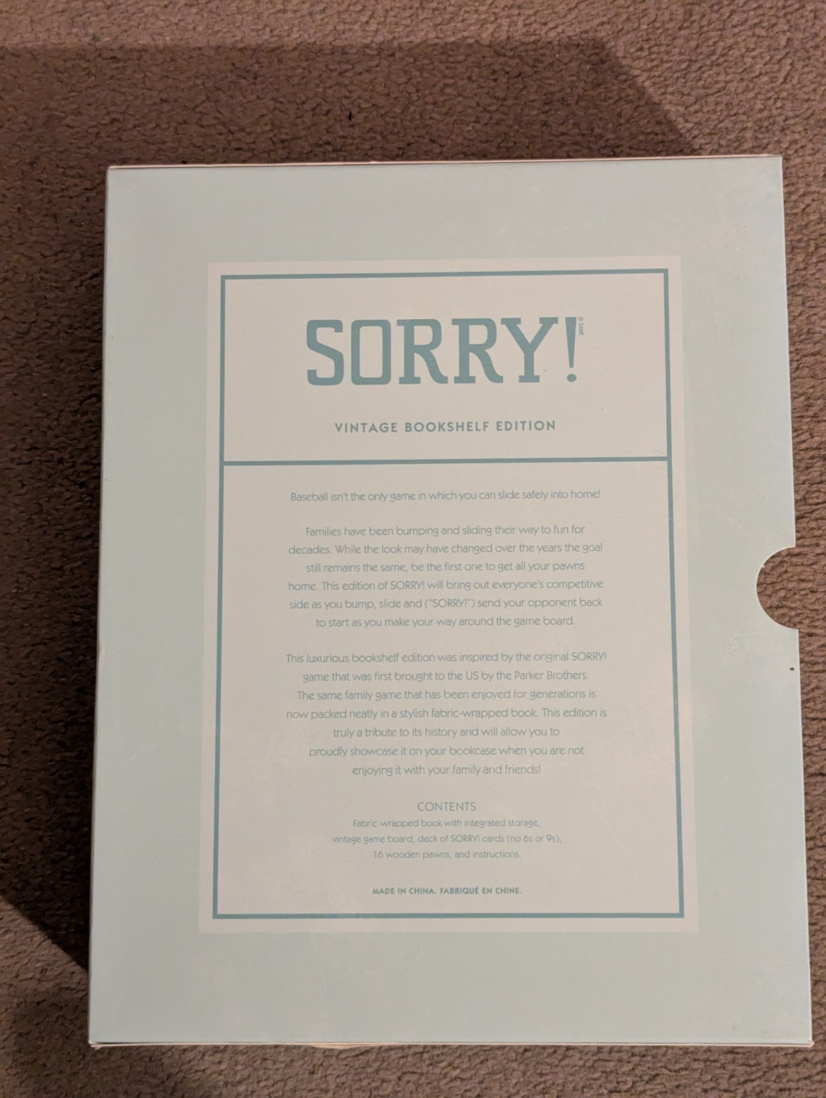 Sorry Vintage Bookshelf Edition by WS Game Company Sorry! Deluxe Board Game New