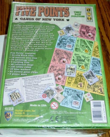Mayfair Games : FIVE POINTS – Gangs of New York – Raw Politics Game (SEALED) NEW