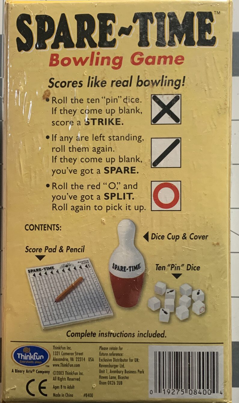Spare-Time Bowling Dice Game 2003 Binary Brandnew Excellent Sparetime (A3)