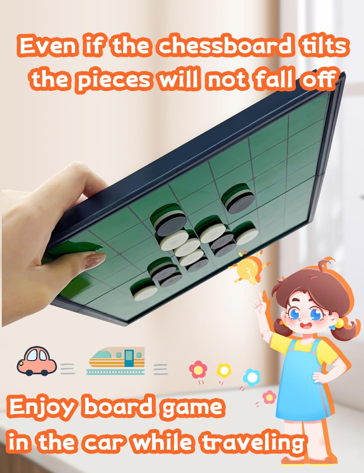 Reversi Board Game 2 Player Magnetic Folding Classic Strategy Family Travel Brai